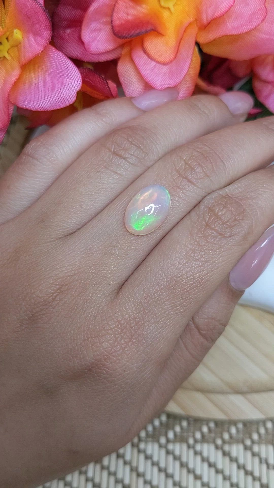 2.90 Ct. Multi Color Cabochon Fire Opal (Flame Opal) from Ethiopia Size Video