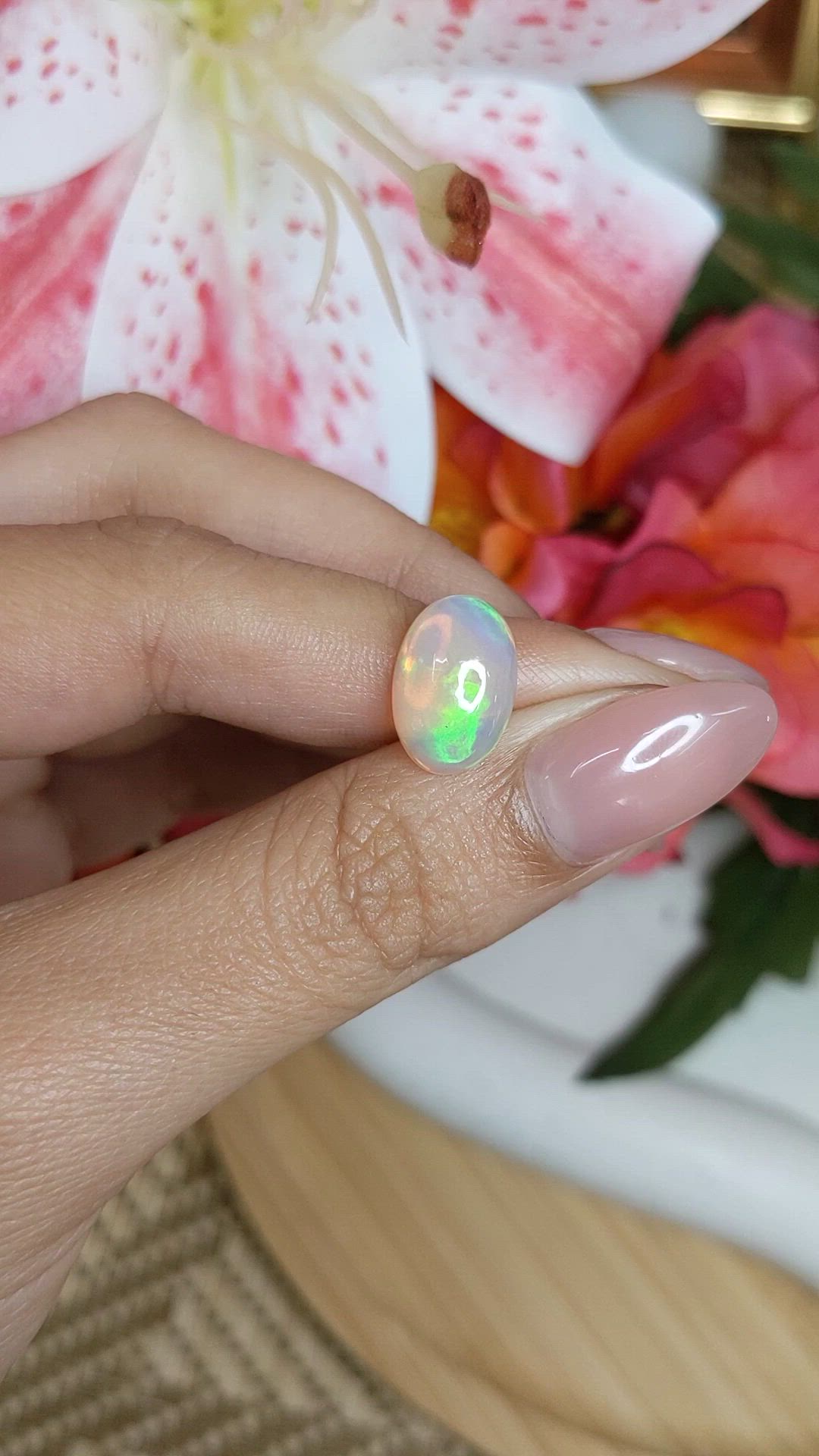 2.90 Ct. Multi Color Cabochon Fire Opal (Flame Opal) from Ethiopia Size Video