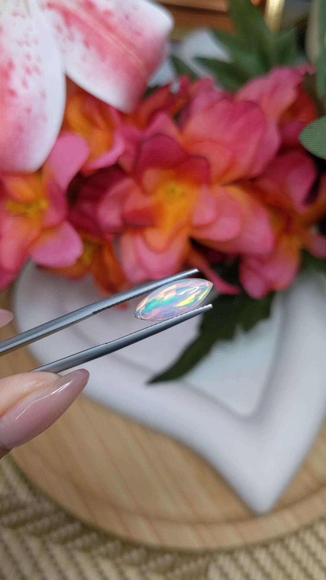 1.73 Ct. Multi Color Cabochon Fire Opal (Flame Opal) from Ethiopia Size Video