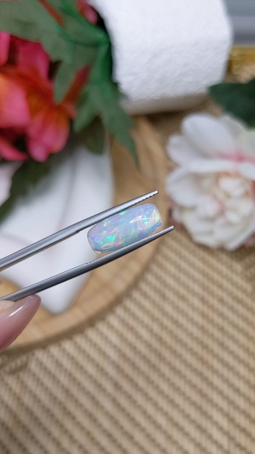 2.88 Ct. Multi Color Cabochon Fire Opal (Flame Opal) from Ethiopia Size Video
