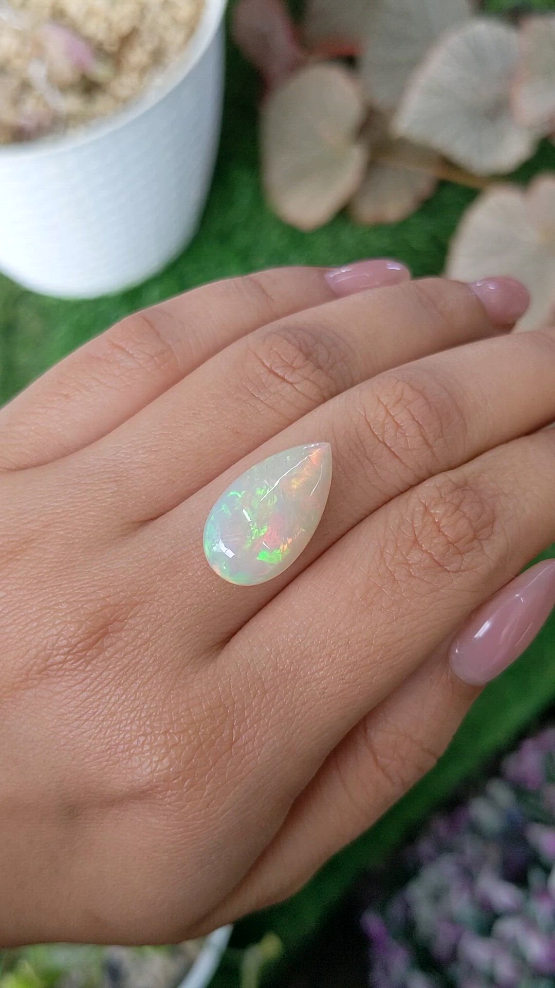8.12 Ct. Multi Color Cabochon Fire Opal (Flame Opal) from Ethiopia Size Video