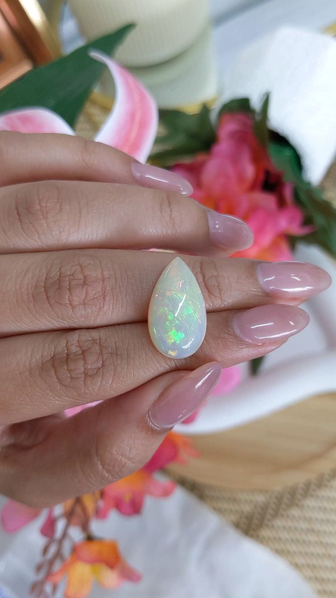 8.12 Ct. Multi Color Cabochon Fire Opal (Flame Opal) from Ethiopia Size Video