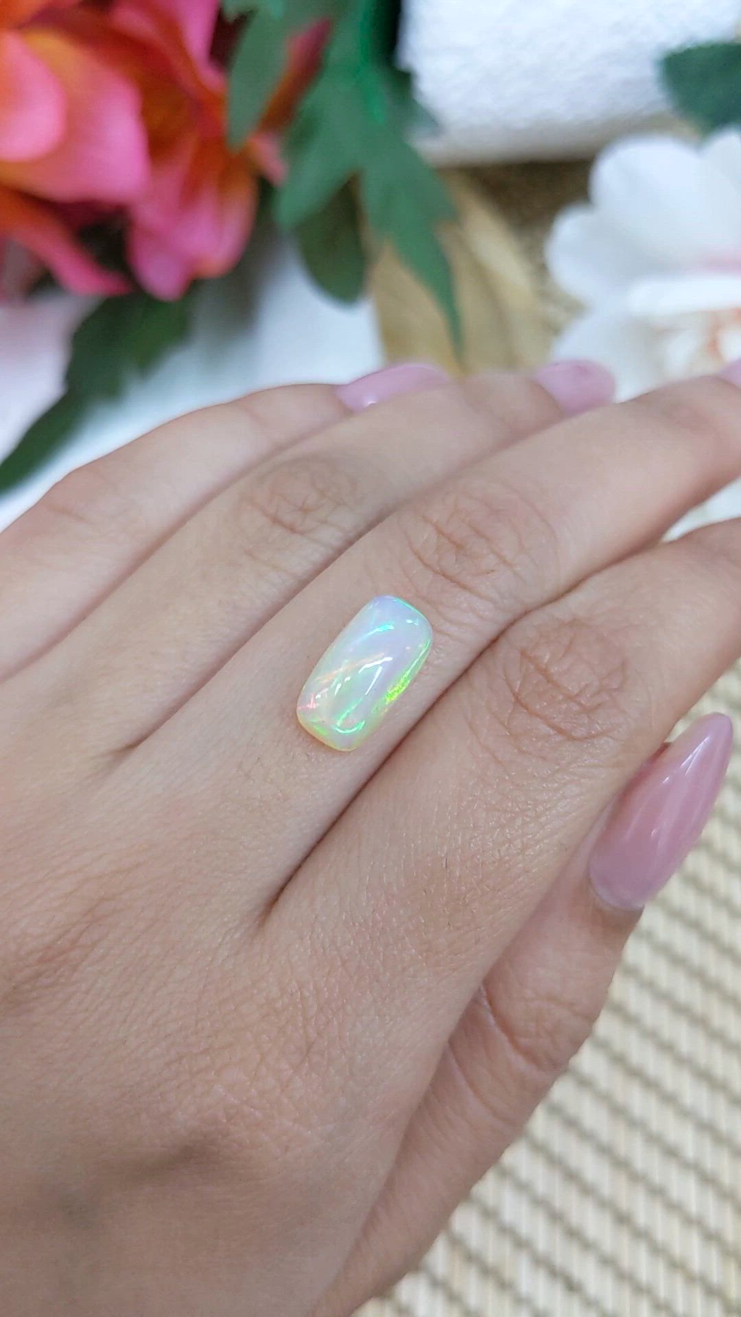 2.85 Ct. Multi Color Cabochon Fire Opal (Flame Opal) from Ethiopia Size Video