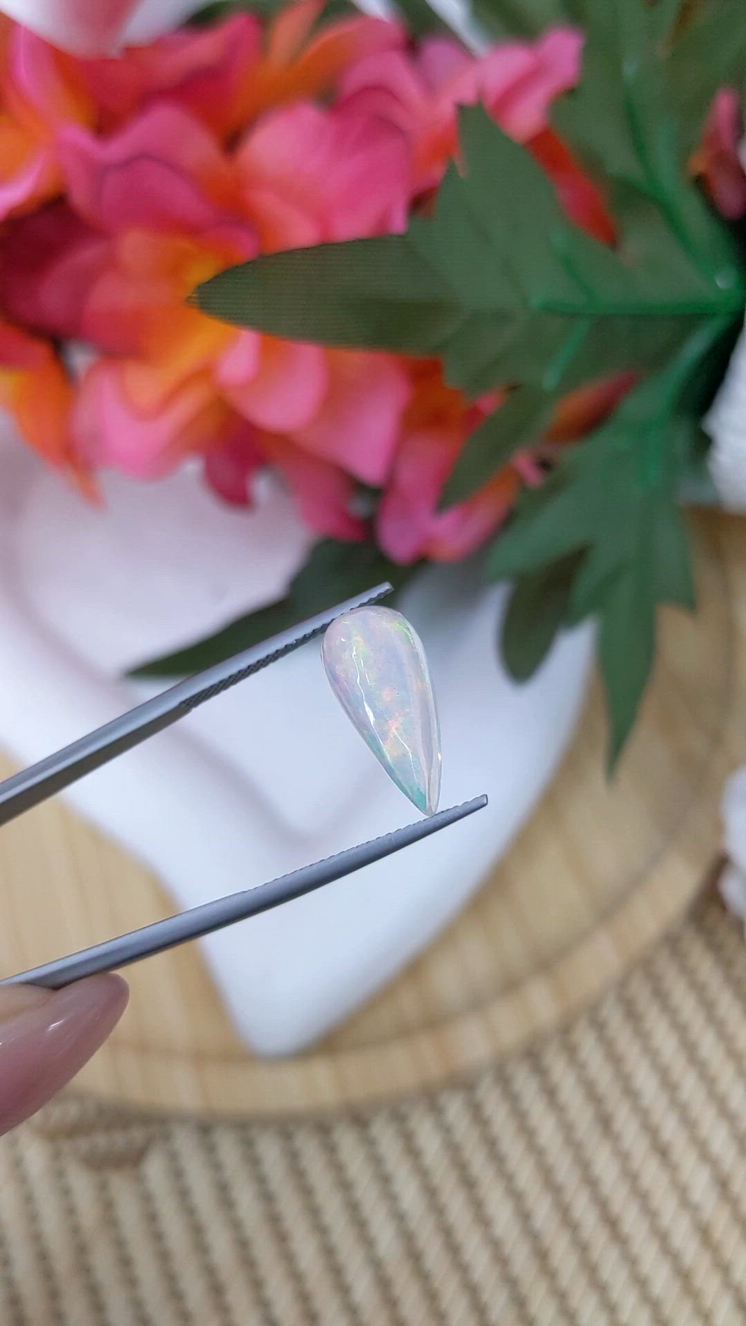 3.22 Ct. Multi Color Cabochon Fire Opal (Flame Opal) from Ethiopia Size Video
