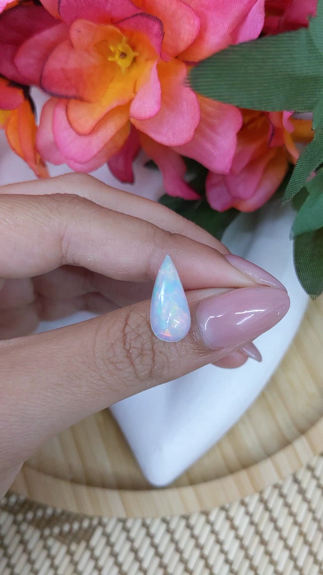 3.22 Ct. Multi Color Cabochon Fire Opal (Flame Opal) from Ethiopia Size Video