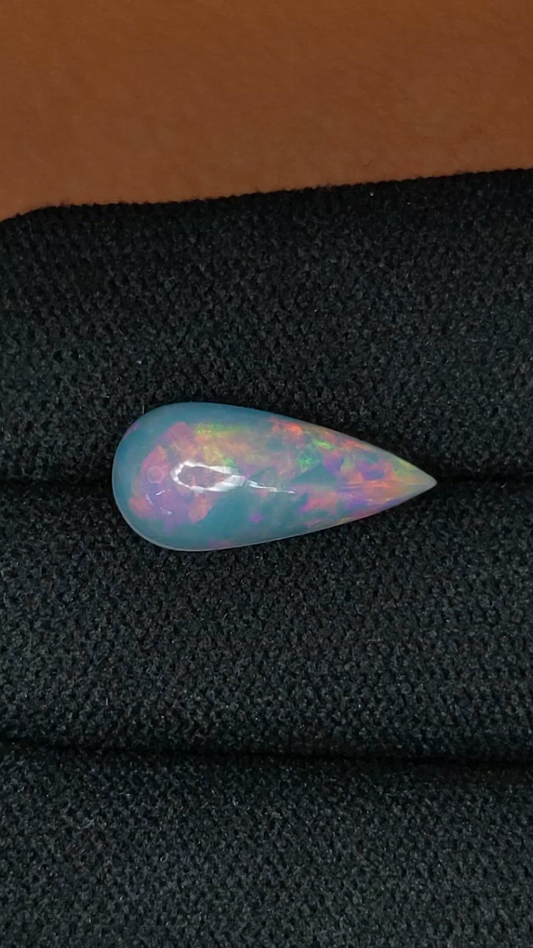 3.22 Ct. Multi Color Cabochon Fire Opal (Flame Opal) from Ethiopia Size Video