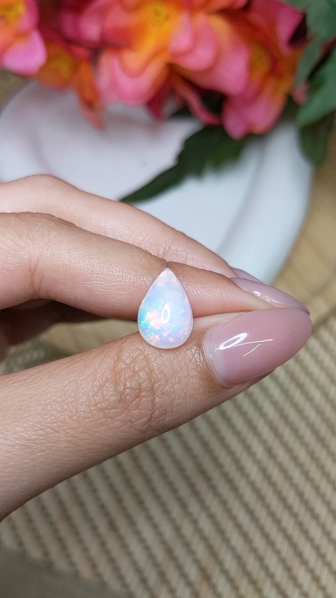 3.59 Ct. Multi Color Cabochon Fire Opal (Flame Opal) from Ethiopia Size Video