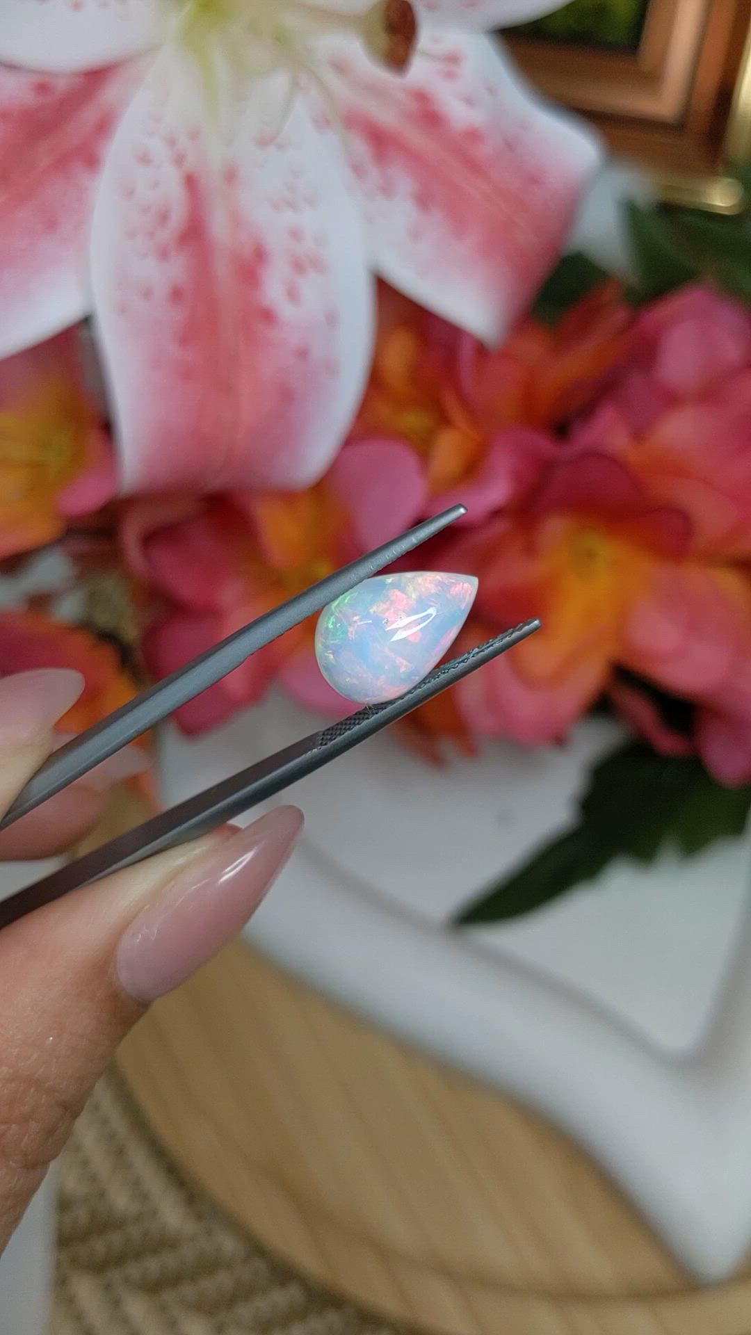 3.59 Ct. Multi Color Cabochon Fire Opal (Flame Opal) from Ethiopia Size Video