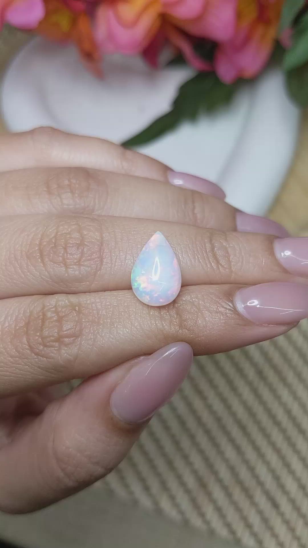 3.59 Ct. Multi Color Cabochon Fire Opal (Flame Opal) from Ethiopia Size Video