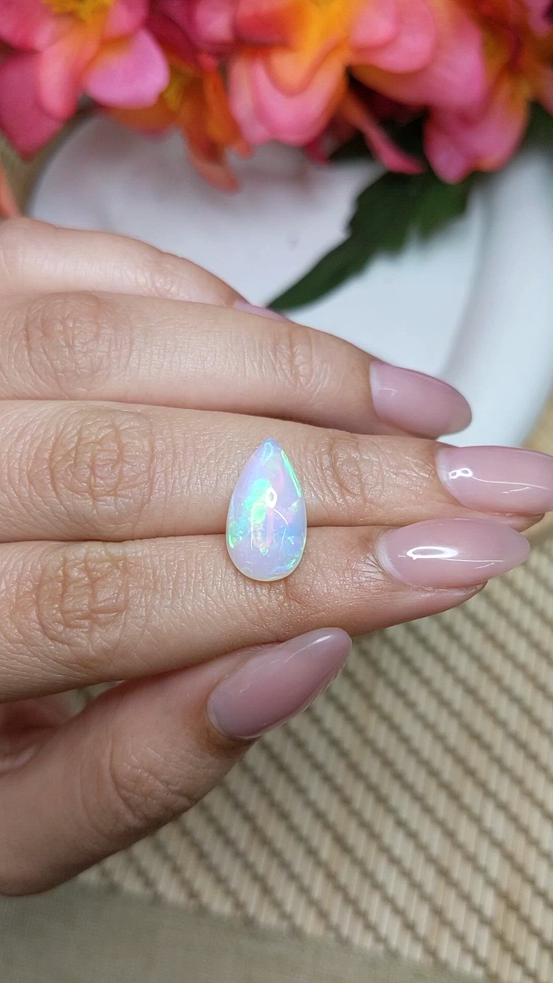 3.27 Ct. Multi Color Cabochon Fire Opal (Flame Opal) from Ethiopia Size Video