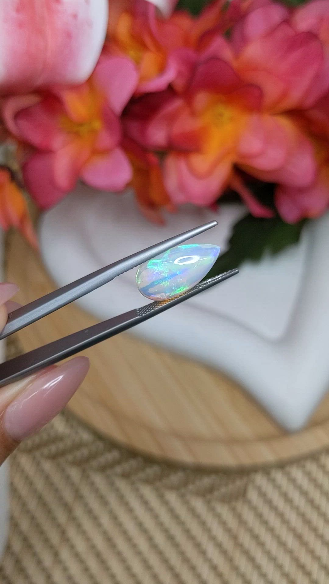 3.27 Ct. Multi Color Cabochon Fire Opal (Flame Opal) from Ethiopia Size Video