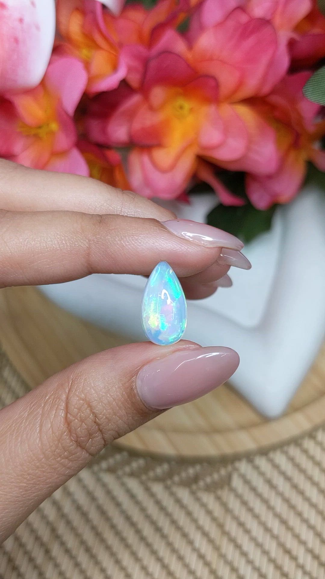 3.27 Ct. Multi Color Cabochon Fire Opal (Flame Opal) from Ethiopia Size Video