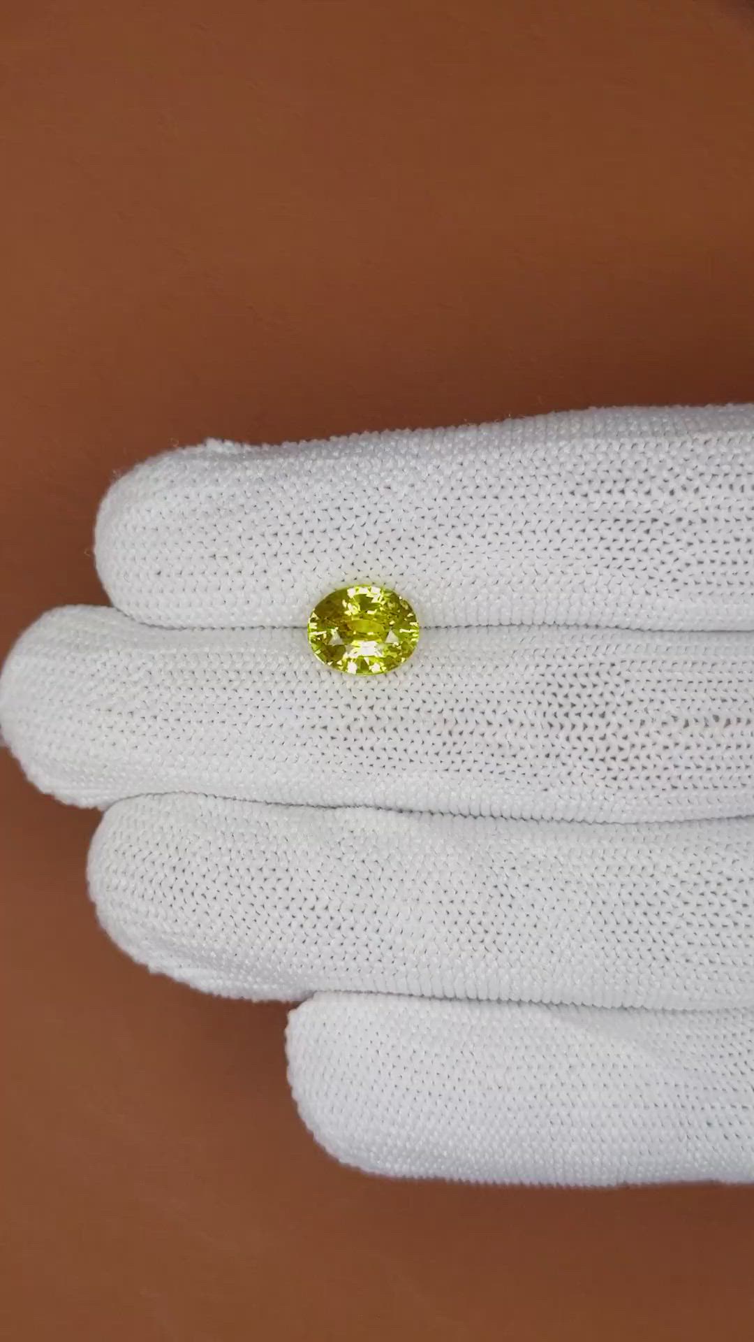 3.21 Ct. Greenish Yellow Chrysoberyl from Ceylon (Sri Lanka) Size Video