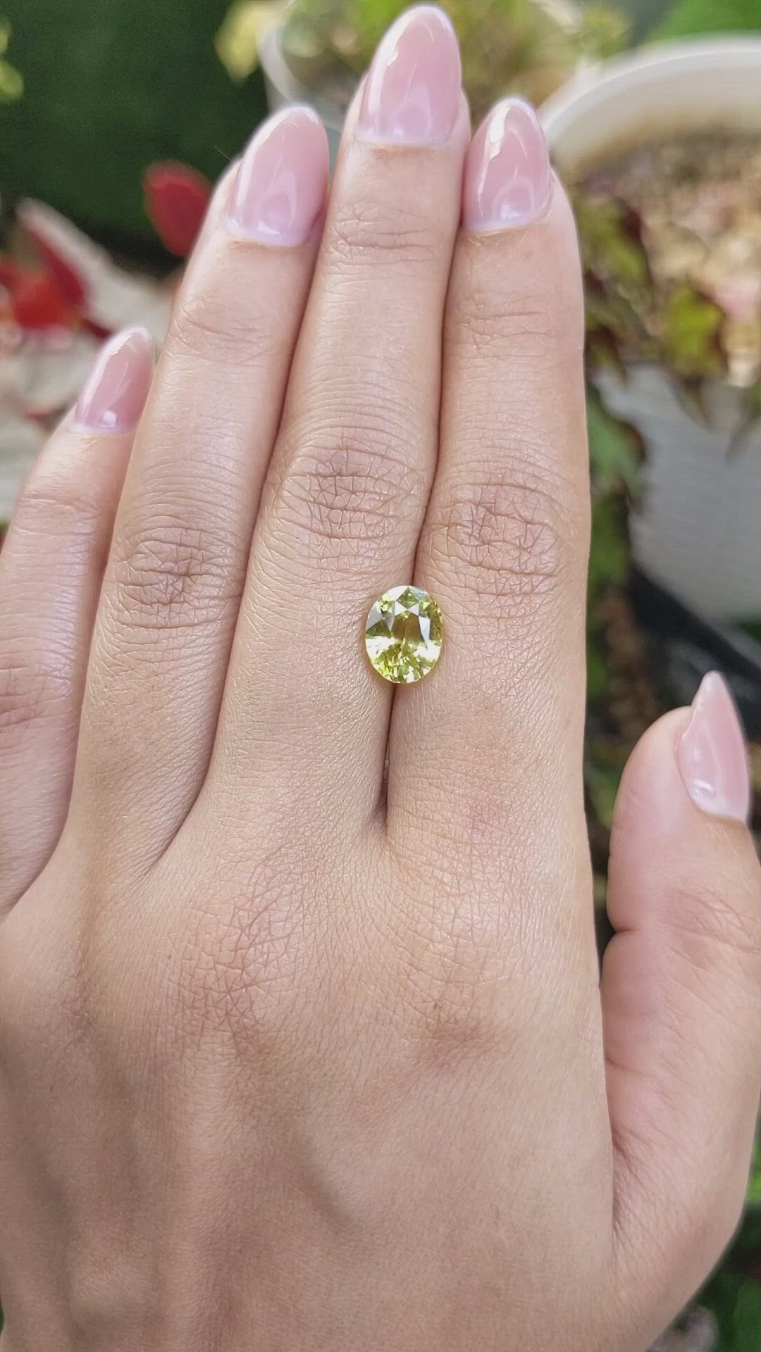 3.21 Ct. Greenish Yellow Chrysoberyl from Ceylon (Sri Lanka) Size Video