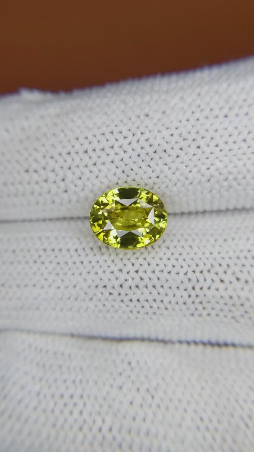 3.21 Ct. Greenish Yellow Chrysoberyl from Ceylon (Sri Lanka) Size Video