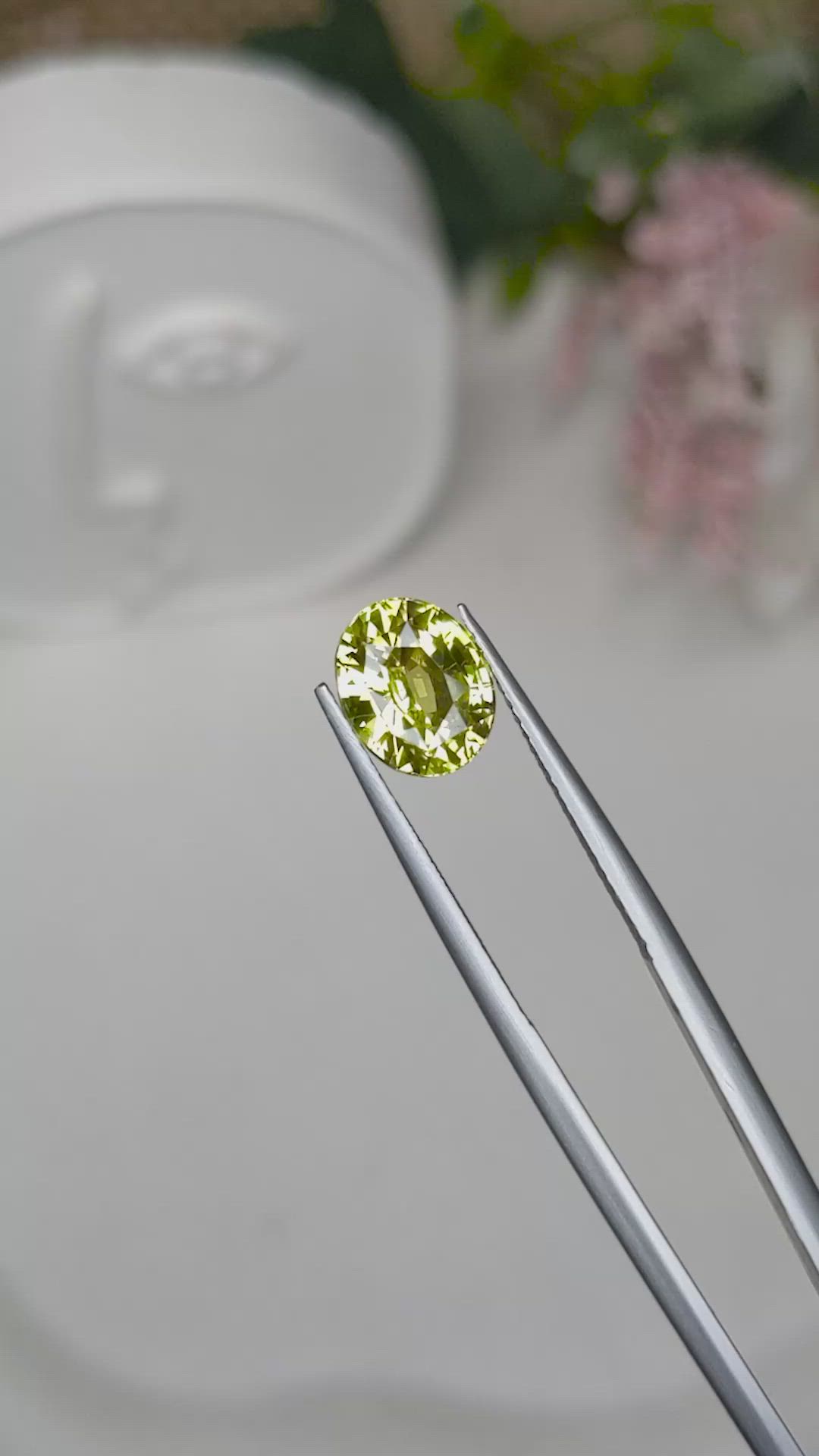 3.21 Ct. Greenish Yellow Chrysoberyl from Ceylon (Sri Lanka) Size Video