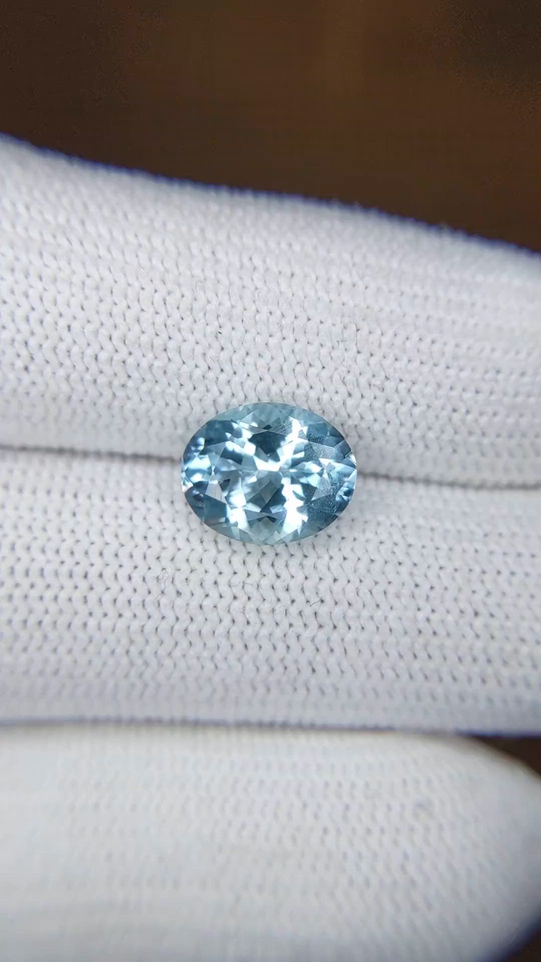 2.13 Ct. Blue Aquamarine from Mozambique Size Video