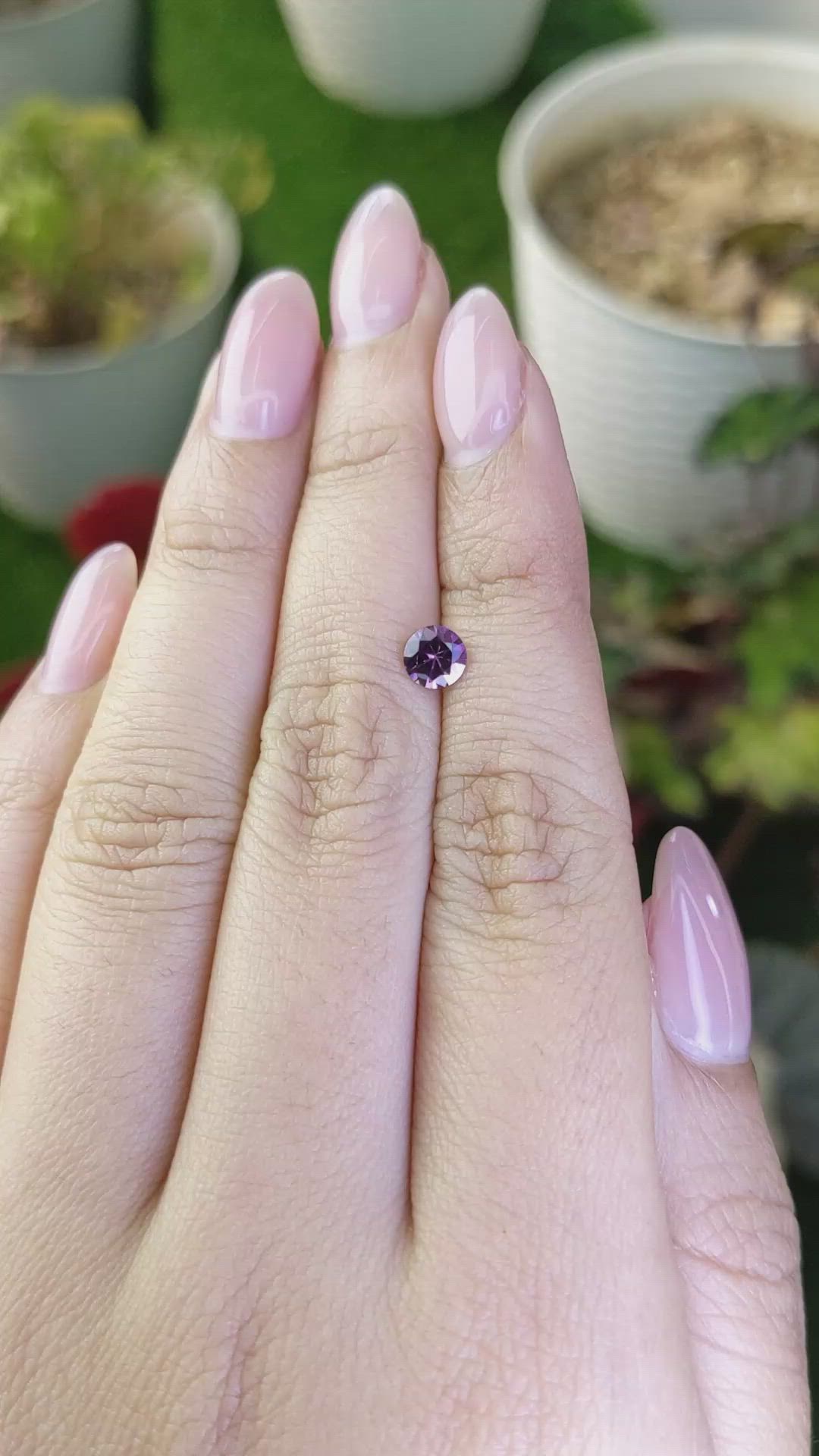 0.53 Ct. Pinkish Purple Spinel from Ceylon (Sri Lanka) Size Video