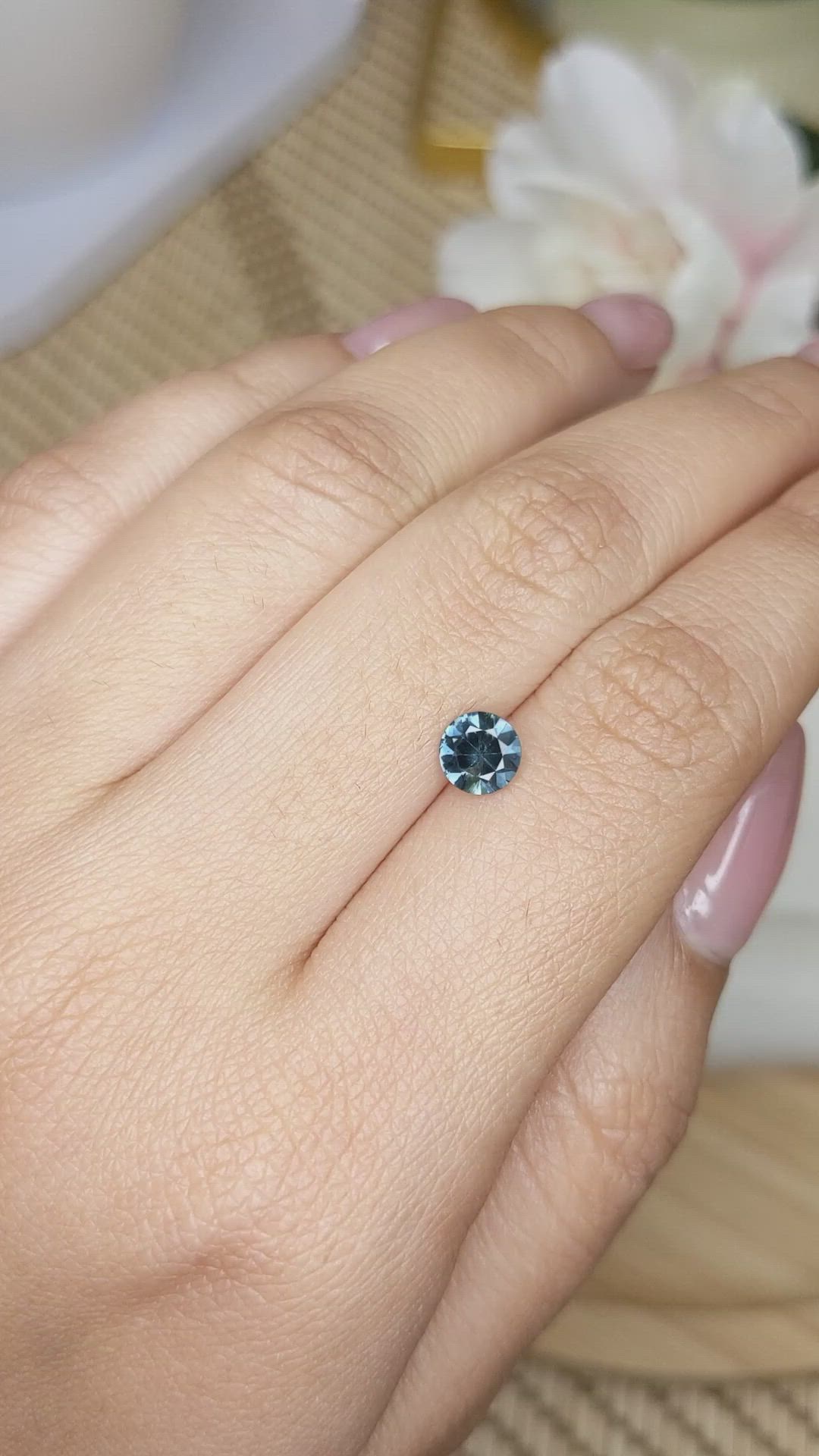 0.73 Ct. Greenish Blue Spinel from Ceylon (Sri Lanka) Size Video