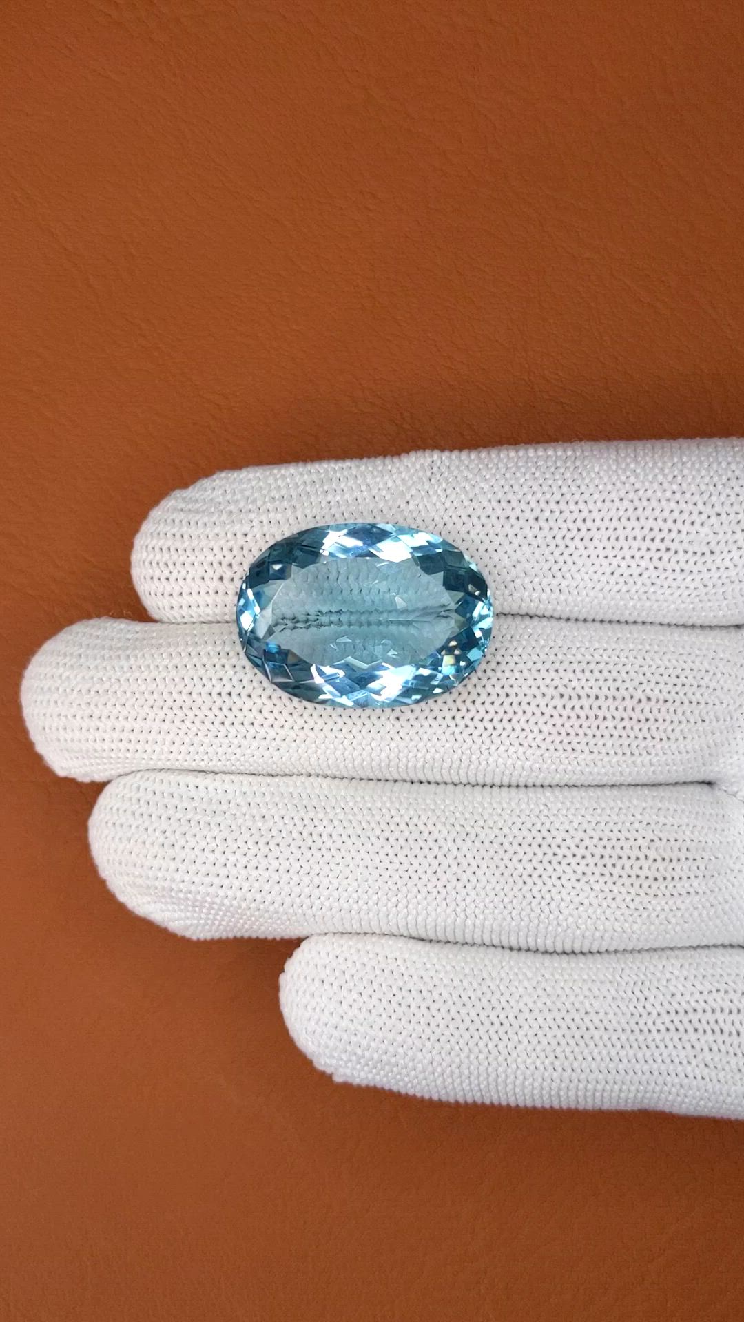 29.37 Ct. Greenish Blue Topaz from Ceylon (Sri Lanka) Size Video