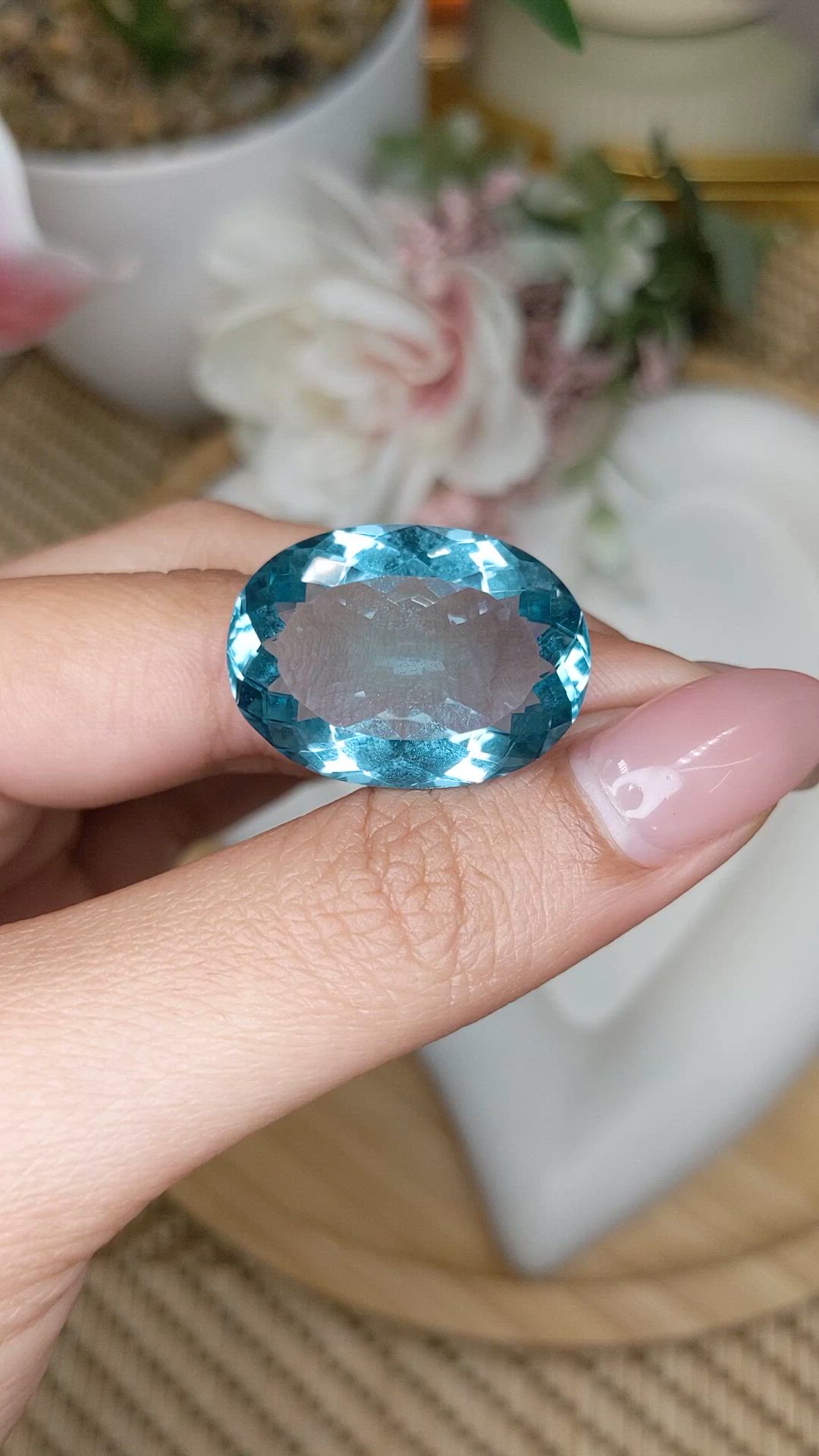 29.37 Ct. Greenish Blue Topaz from Ceylon (Sri Lanka) Size Video