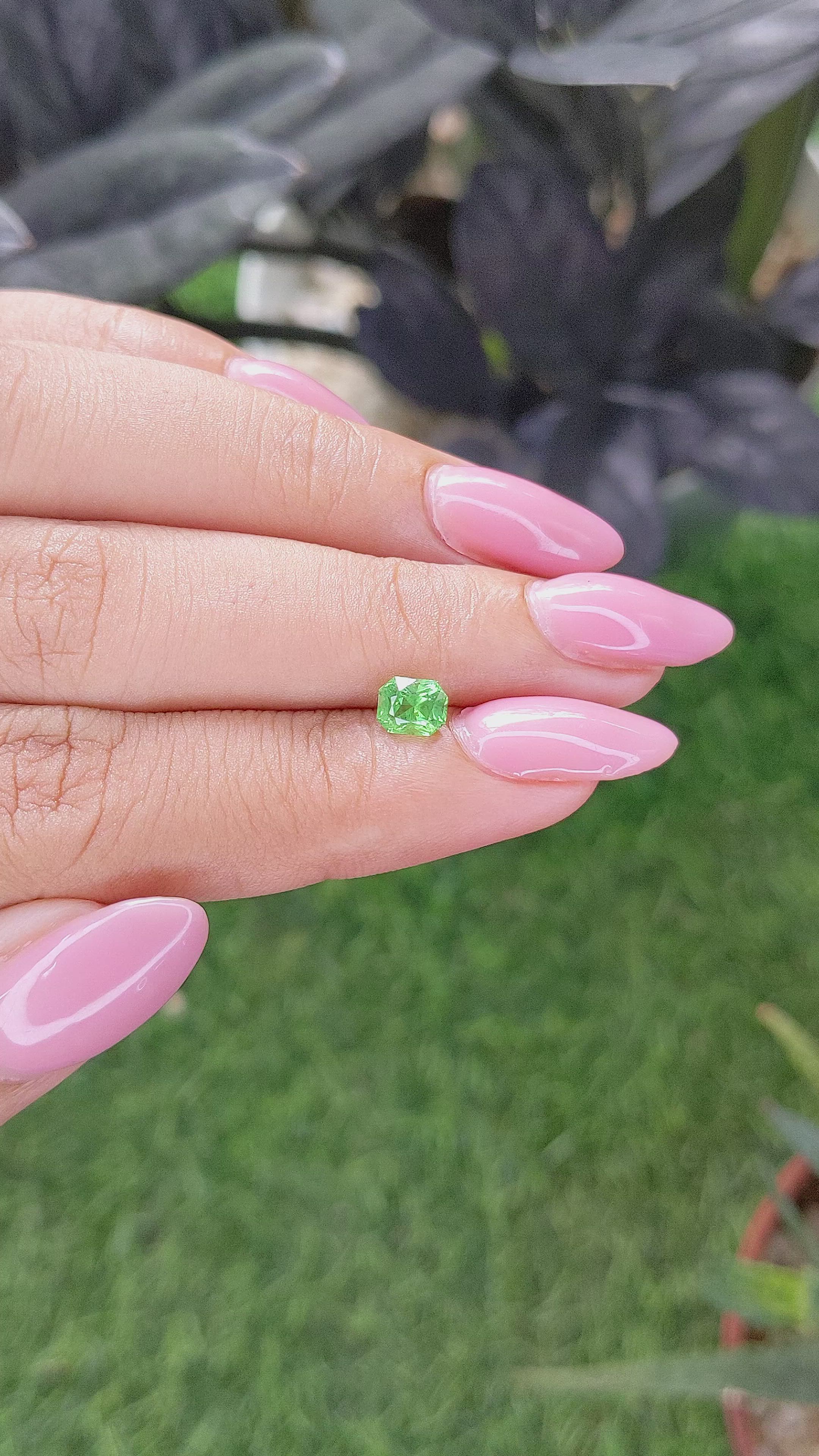 0.68 Ct. Tsavorite Garnet from Tanzania Size Video