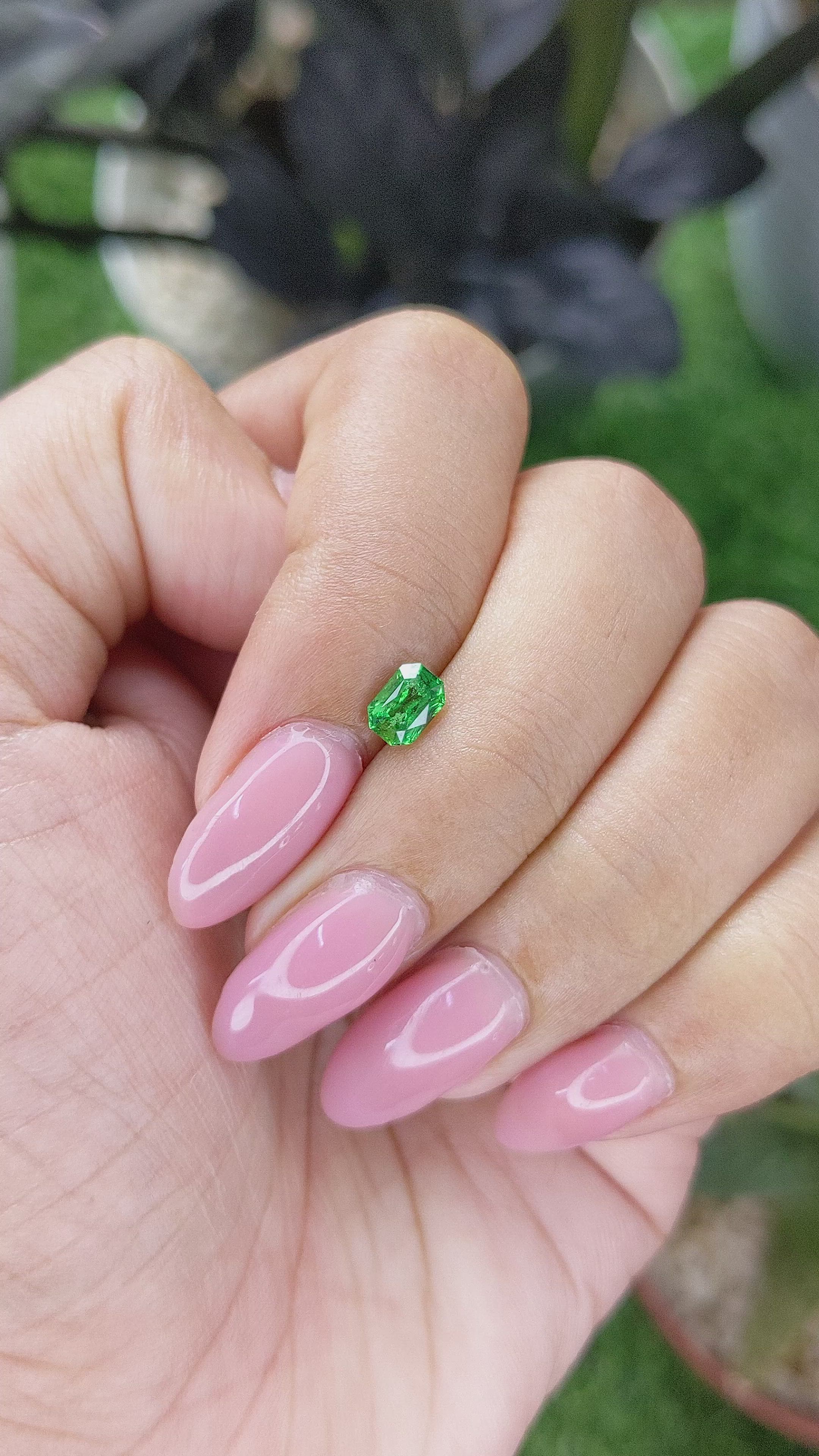 0.58 Ct. Tsavorite Garnet from Tanzania Size Video