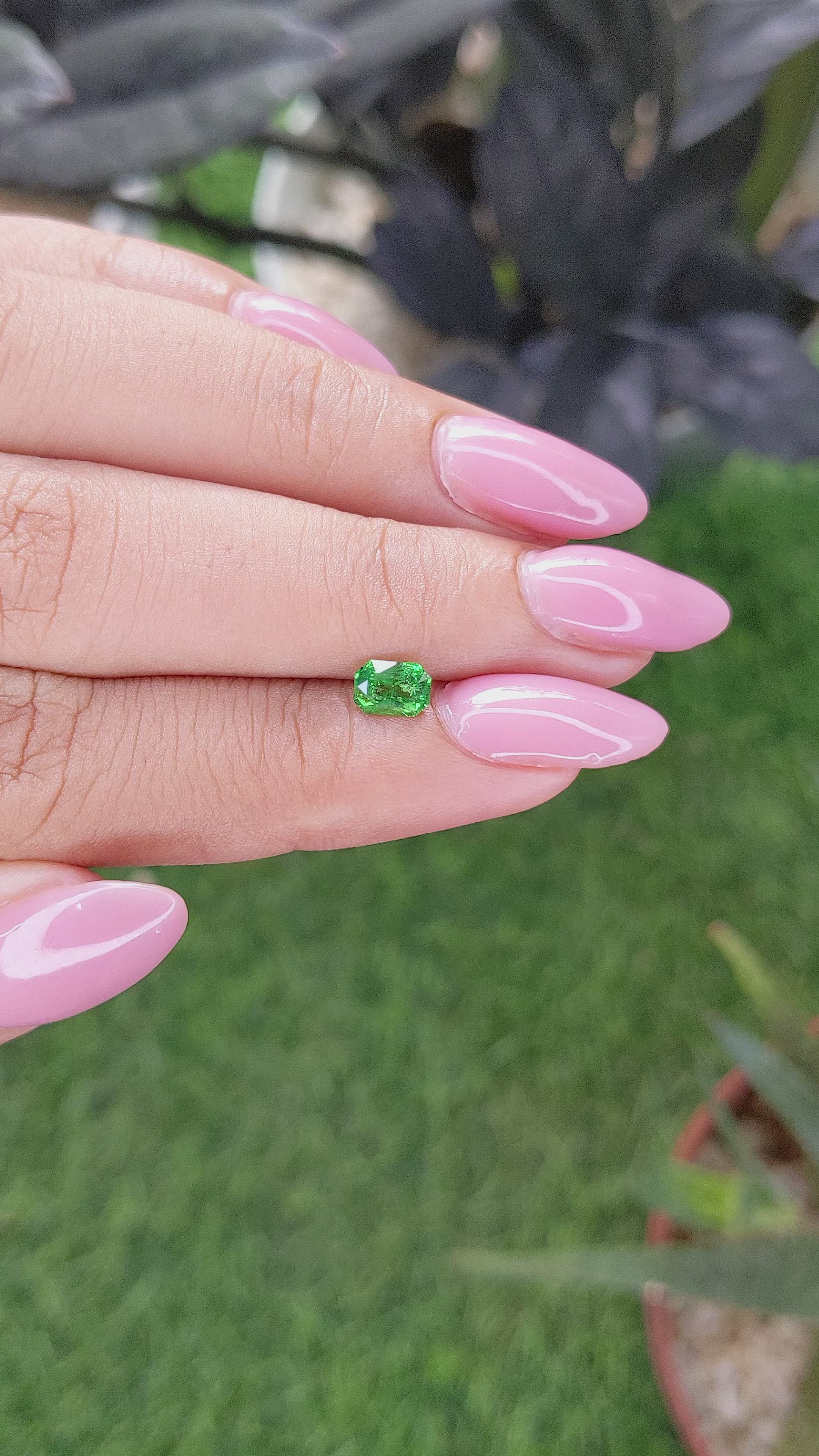 0.58 Ct. Tsavorite Garnet from Tanzania Size Video