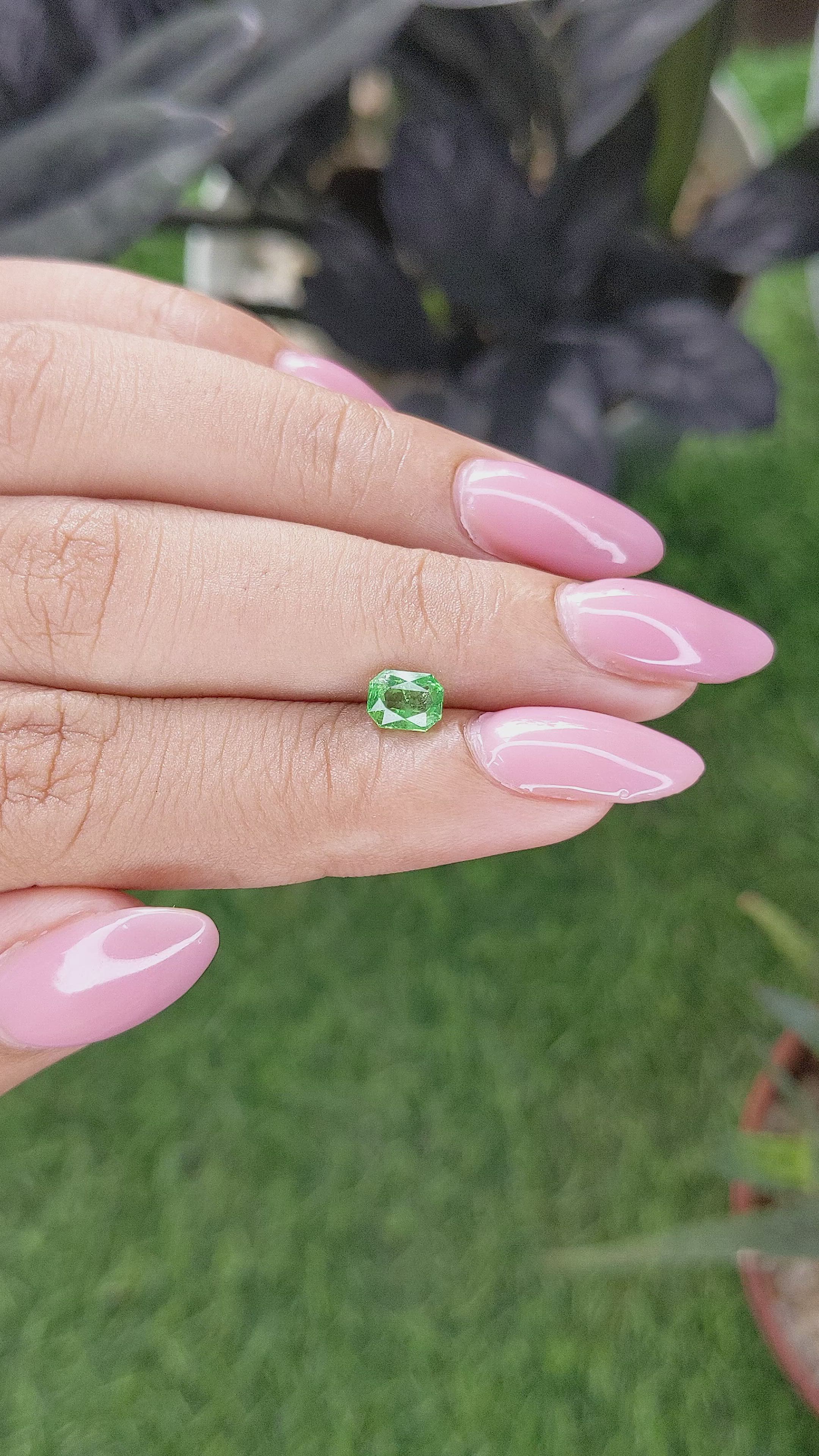 0.68 Ct. Tsavorite Garnet from Tanzania Size Video
