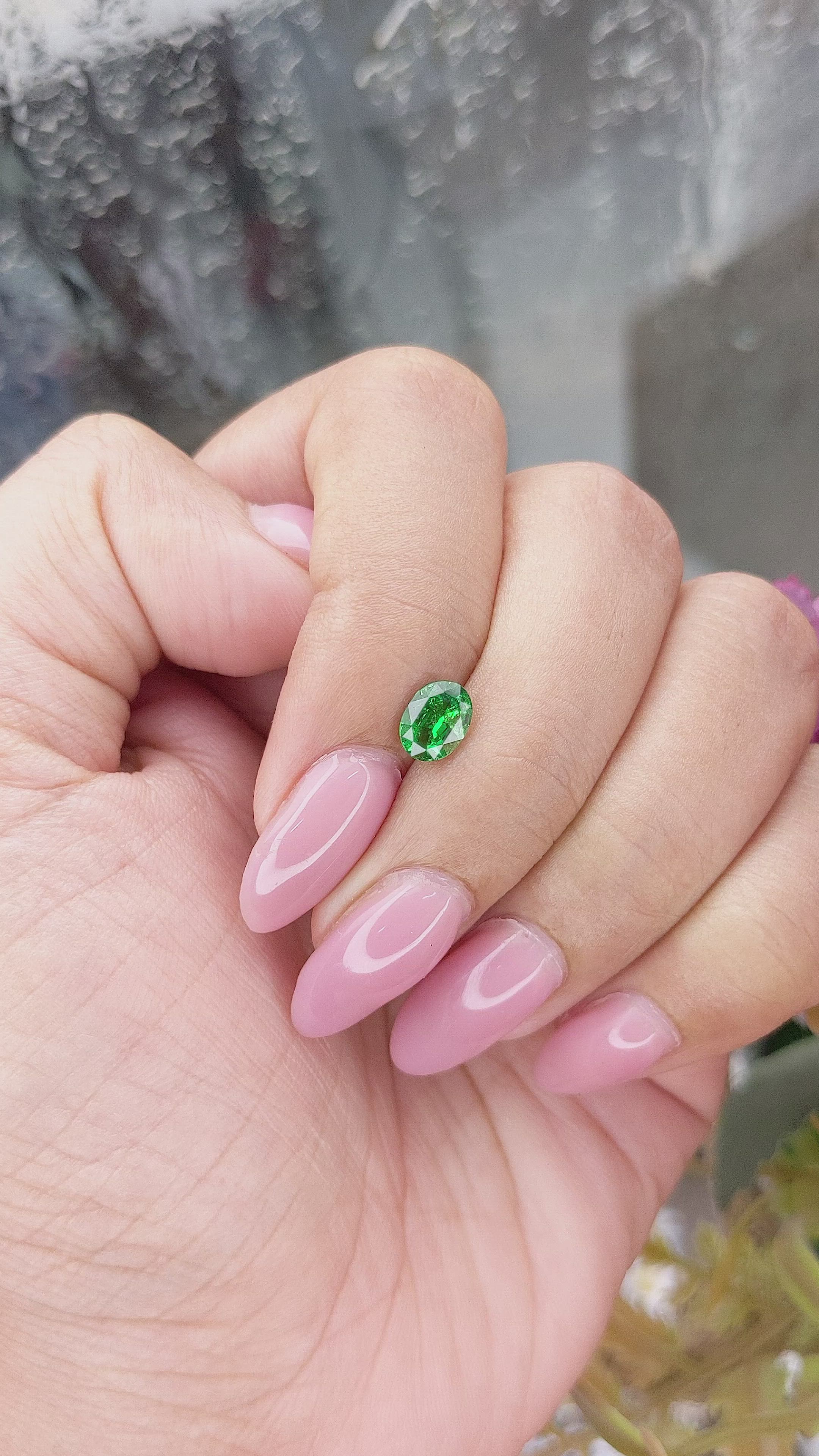 0.84 Ct. Tsavorite Garnet from Tanzania Size Video