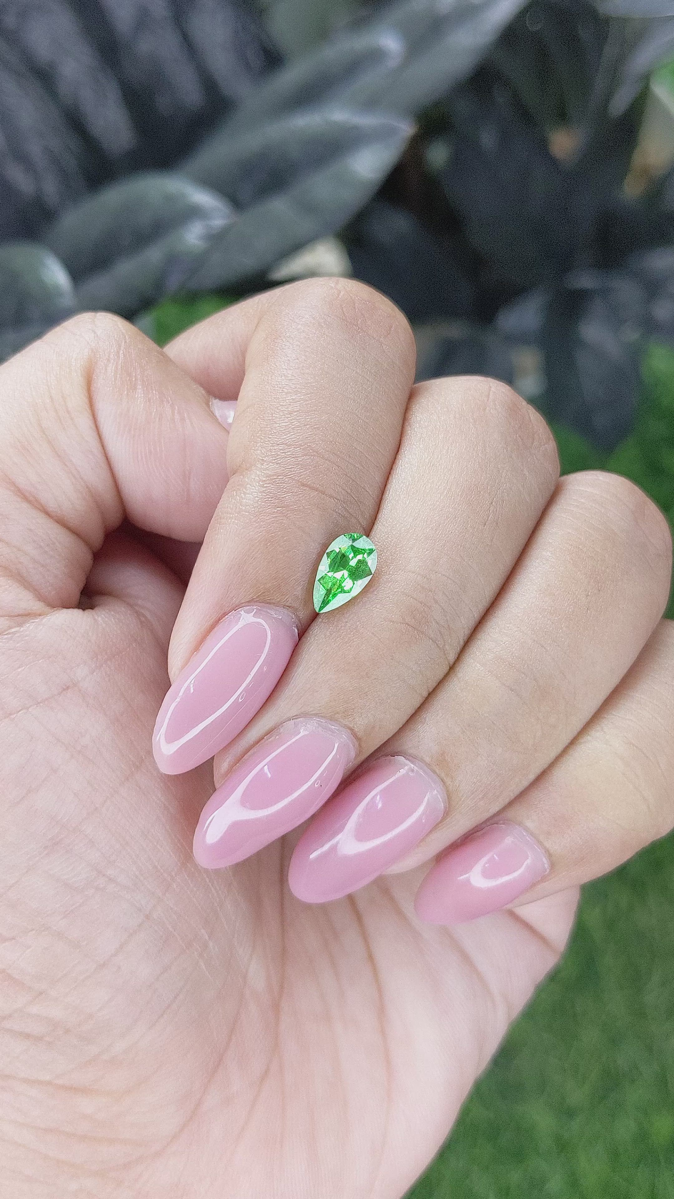 0.77 Ct. Tsavorite Garnet from Tanzania Size Video