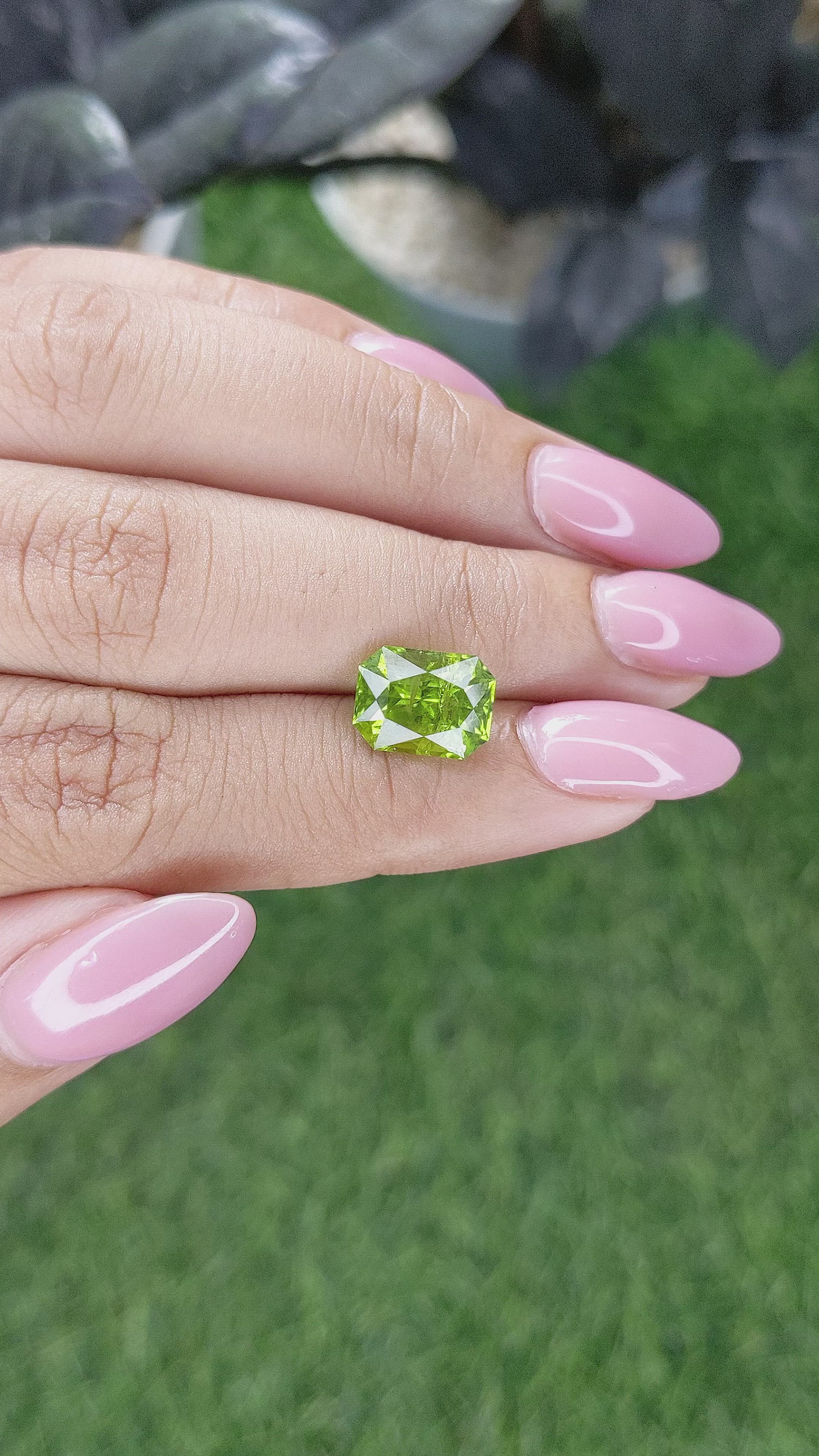 3.88 Ct. Yellowish Green Peridot from Pakistan Size Video