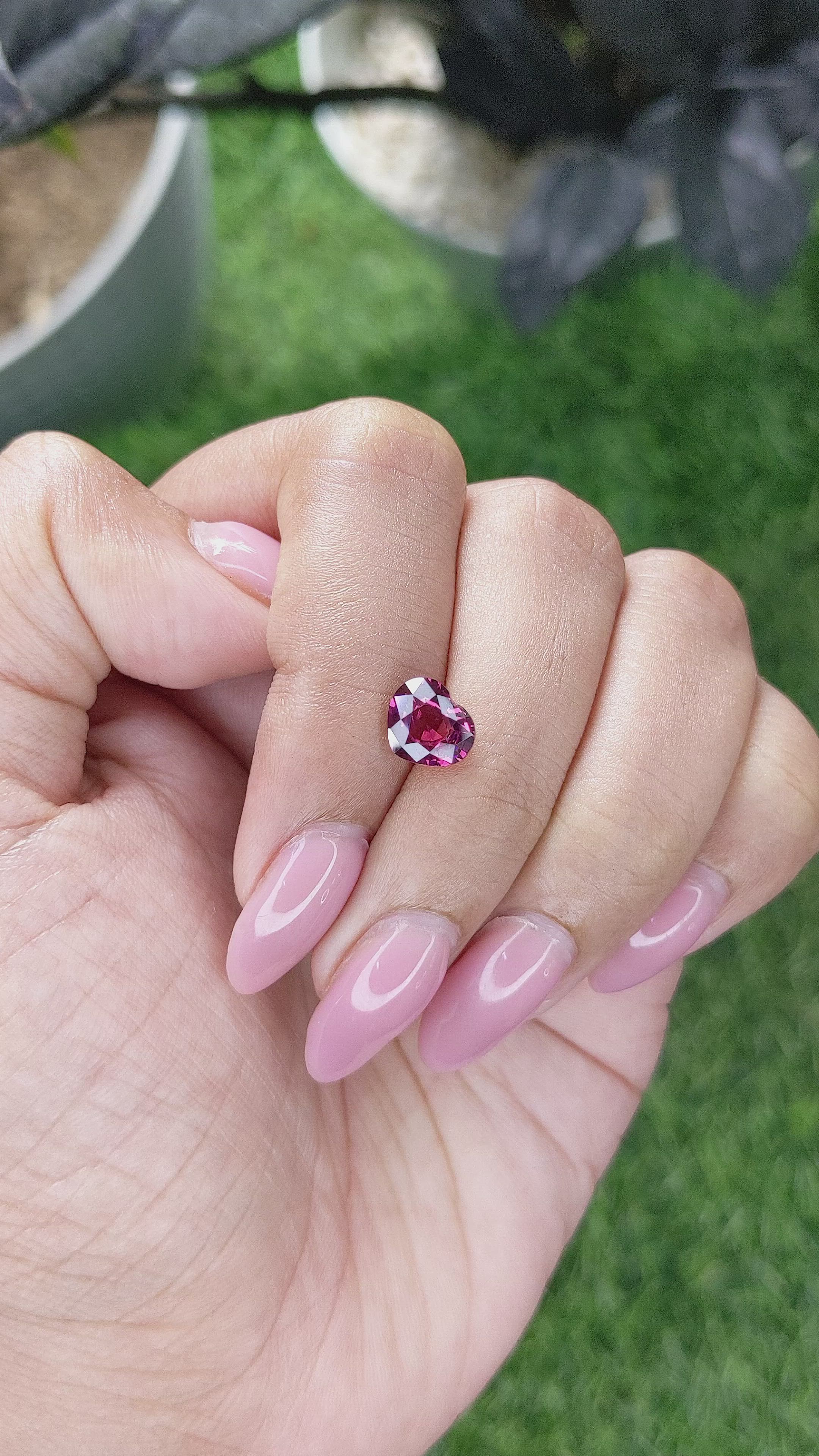 1.68 Ct. Purplish Pink Garnet from Tanzania Size Video