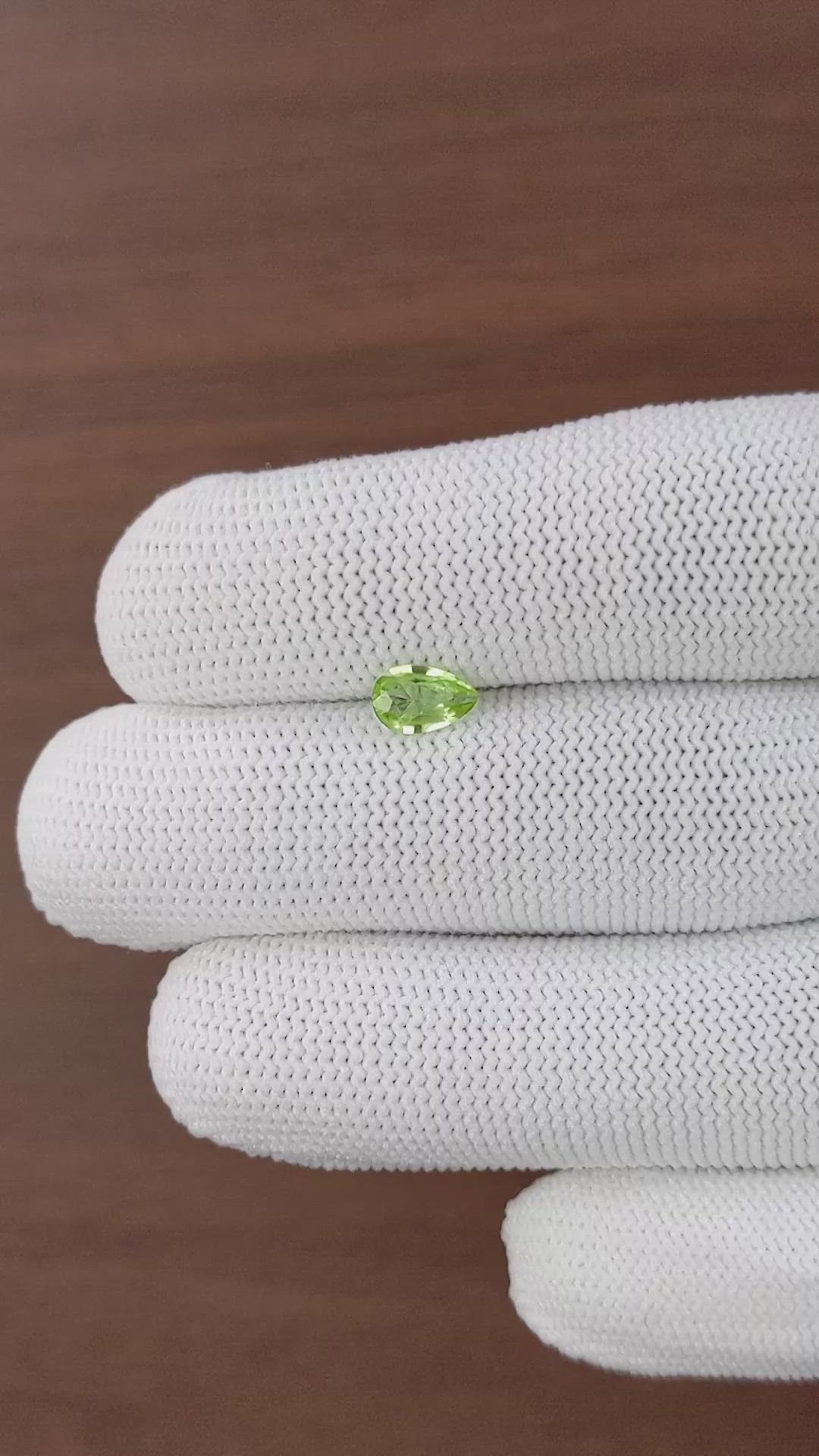 0.60 Ct. Yellowish Green Peridot from Tanzania Size Video
