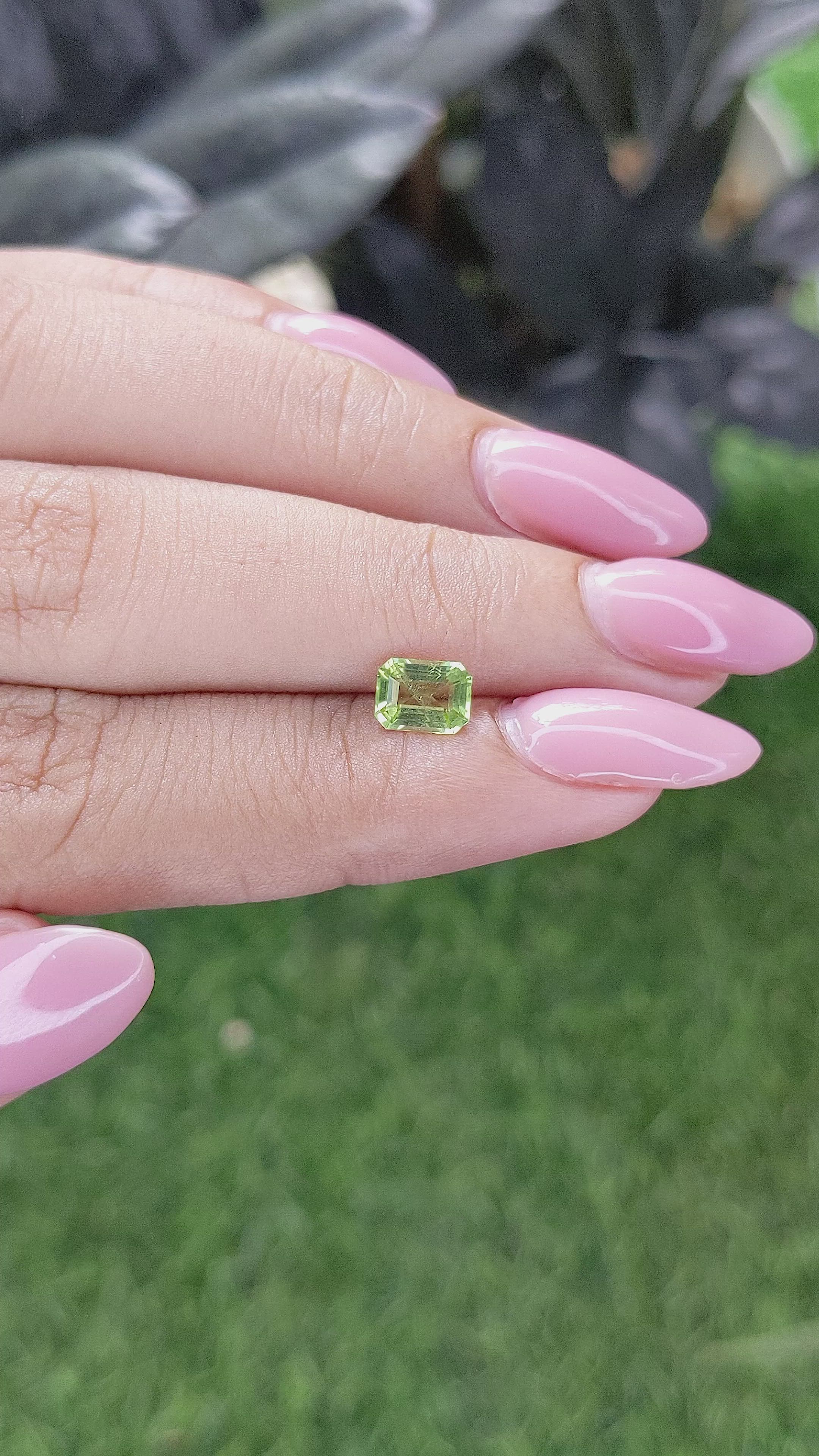 0.80 Ct. Yellowish Green Peridot from Tanzania Size Video