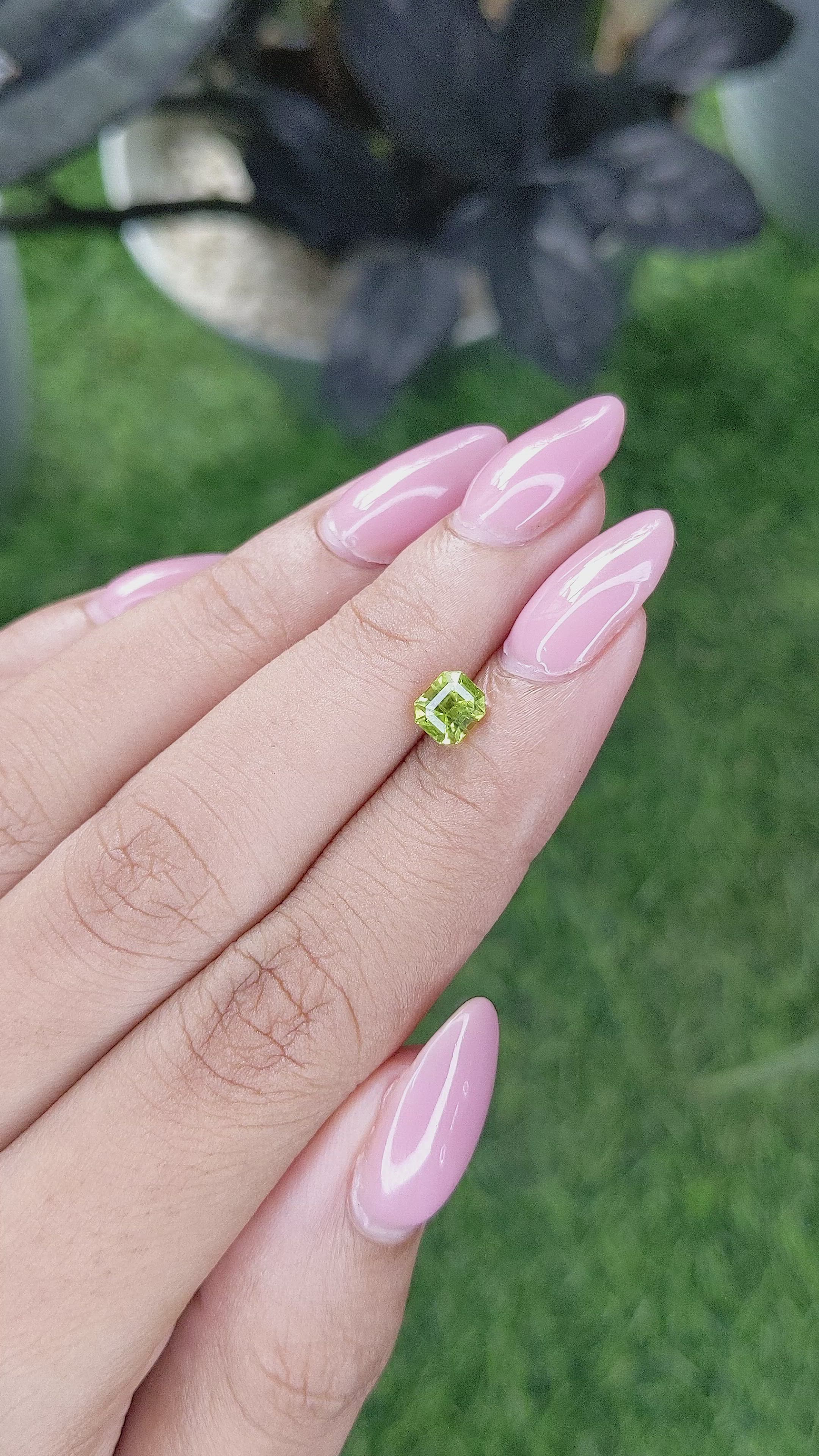 0.87 Ct. Yellowish Green Peridot from Pakistan Size Video