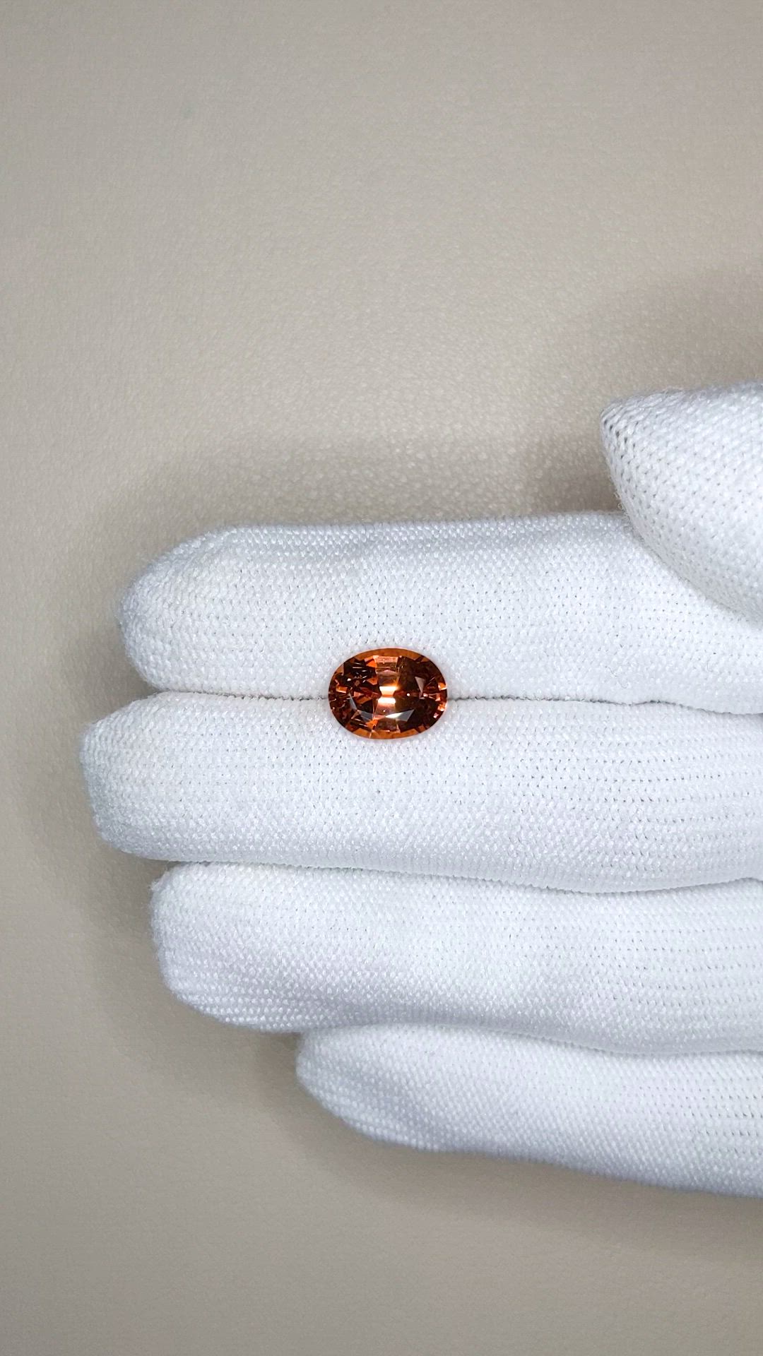 3.42 Ct. Orange Malaya Garnet from Tanzania Size Video