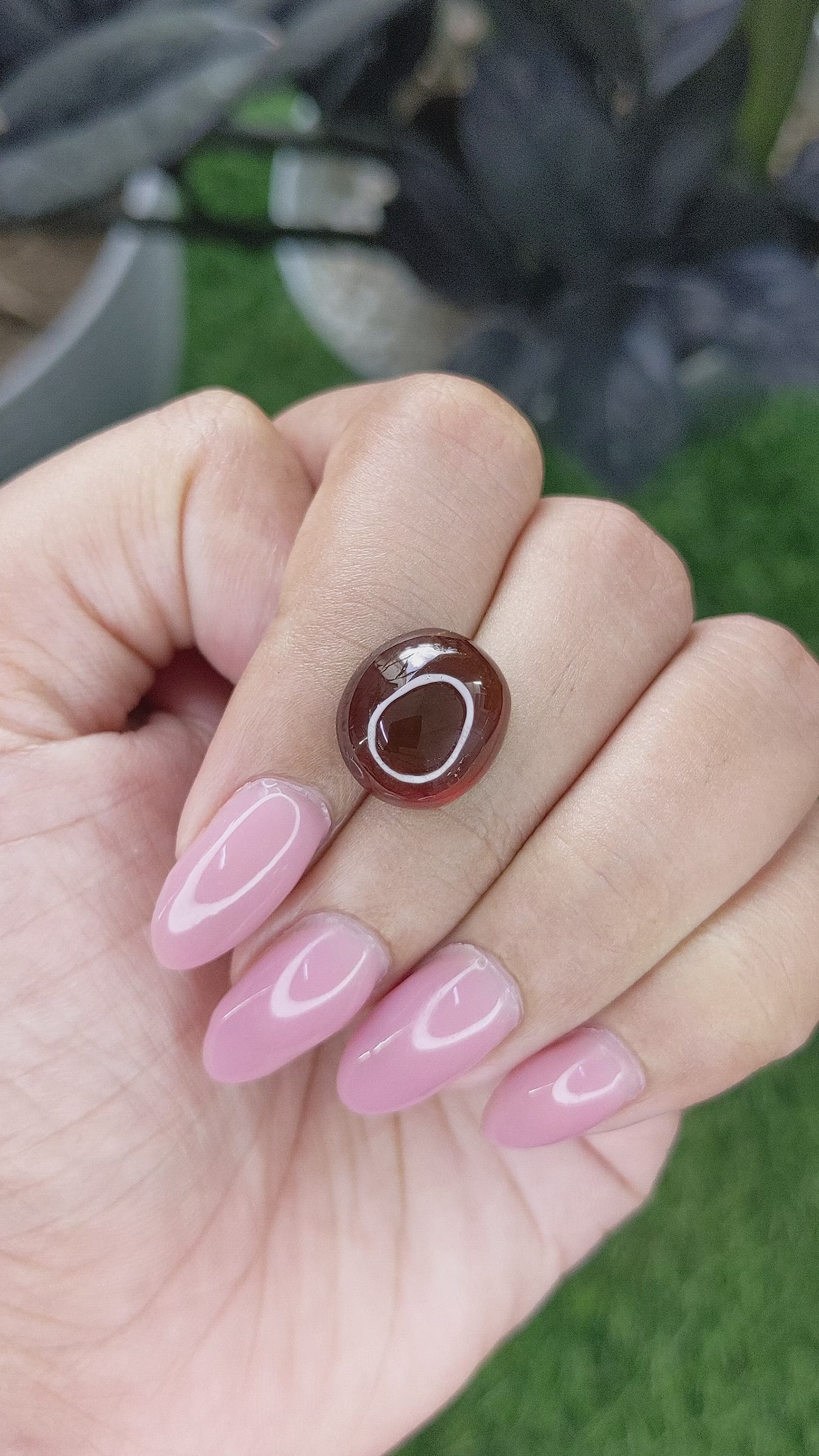 10.37 Ct. Reddish Brown Cabochon Garnet from South Africa Size Video
