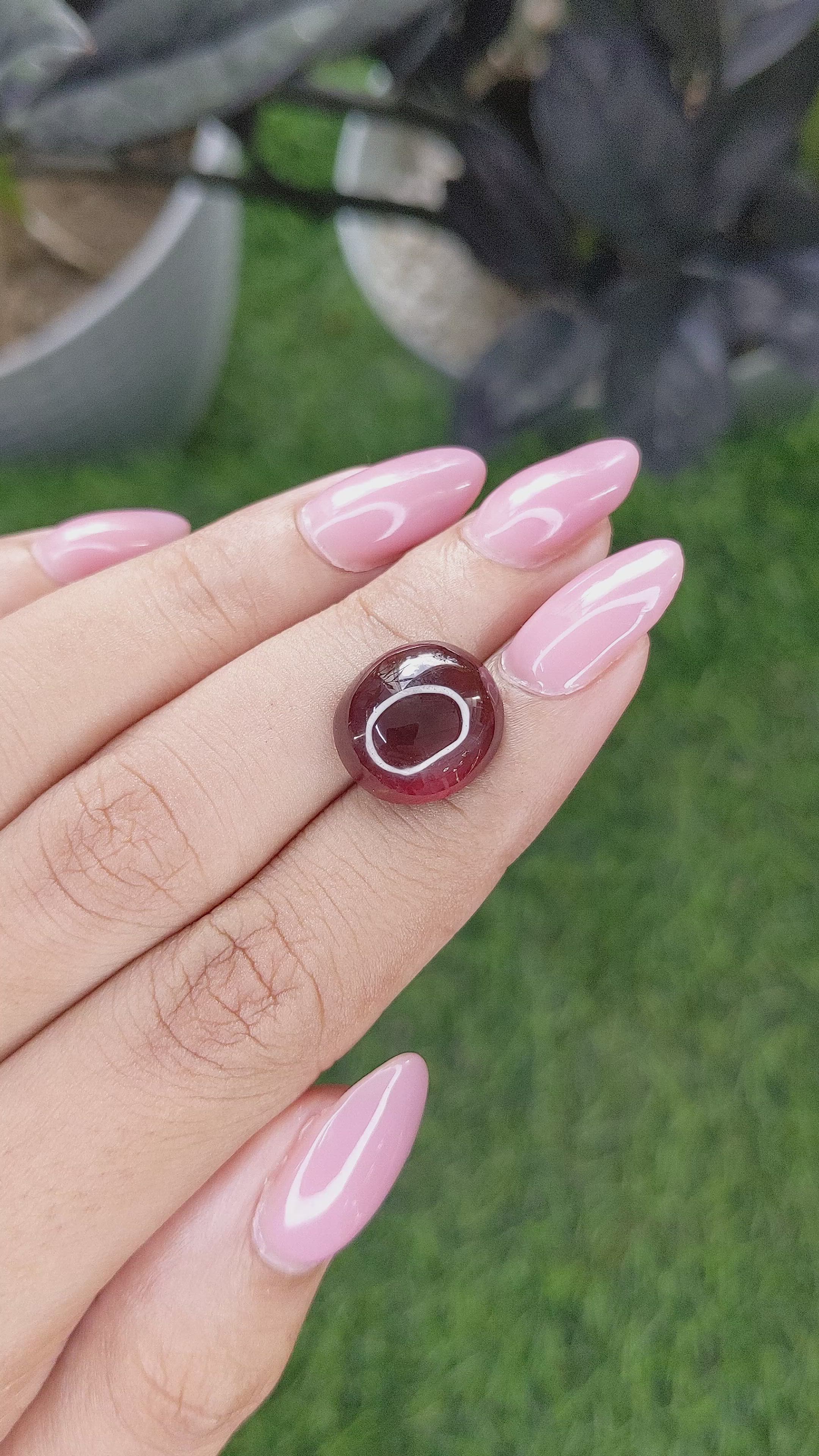 10.37 Ct. Reddish Brown Cabochon Garnet from South Africa Size Video