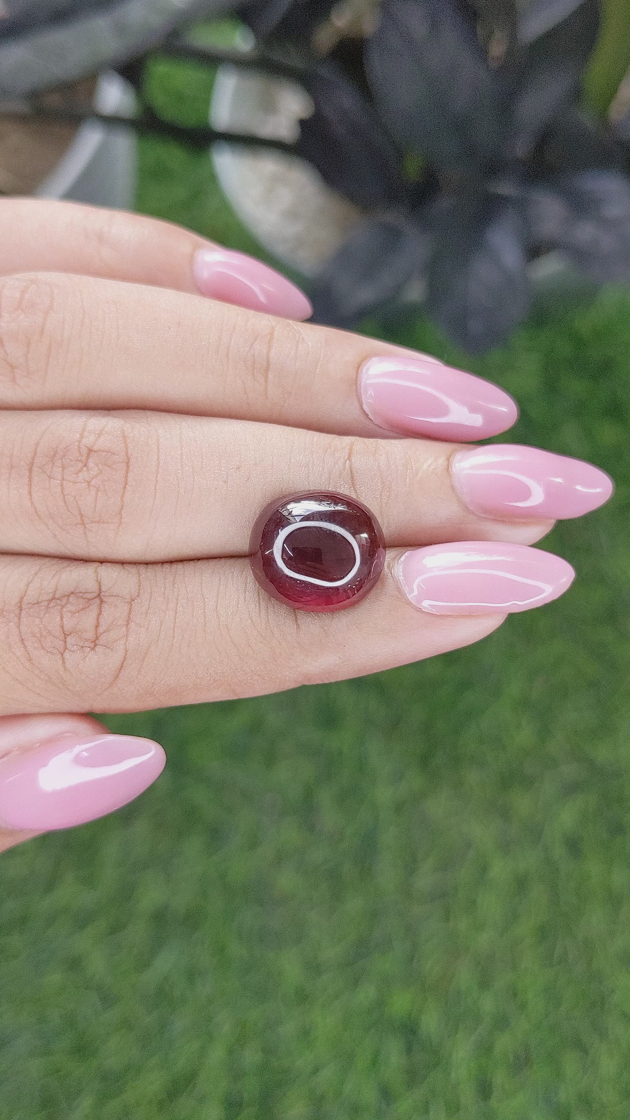 10.37 Ct. Reddish Brown Cabochon Garnet from South Africa Size Video