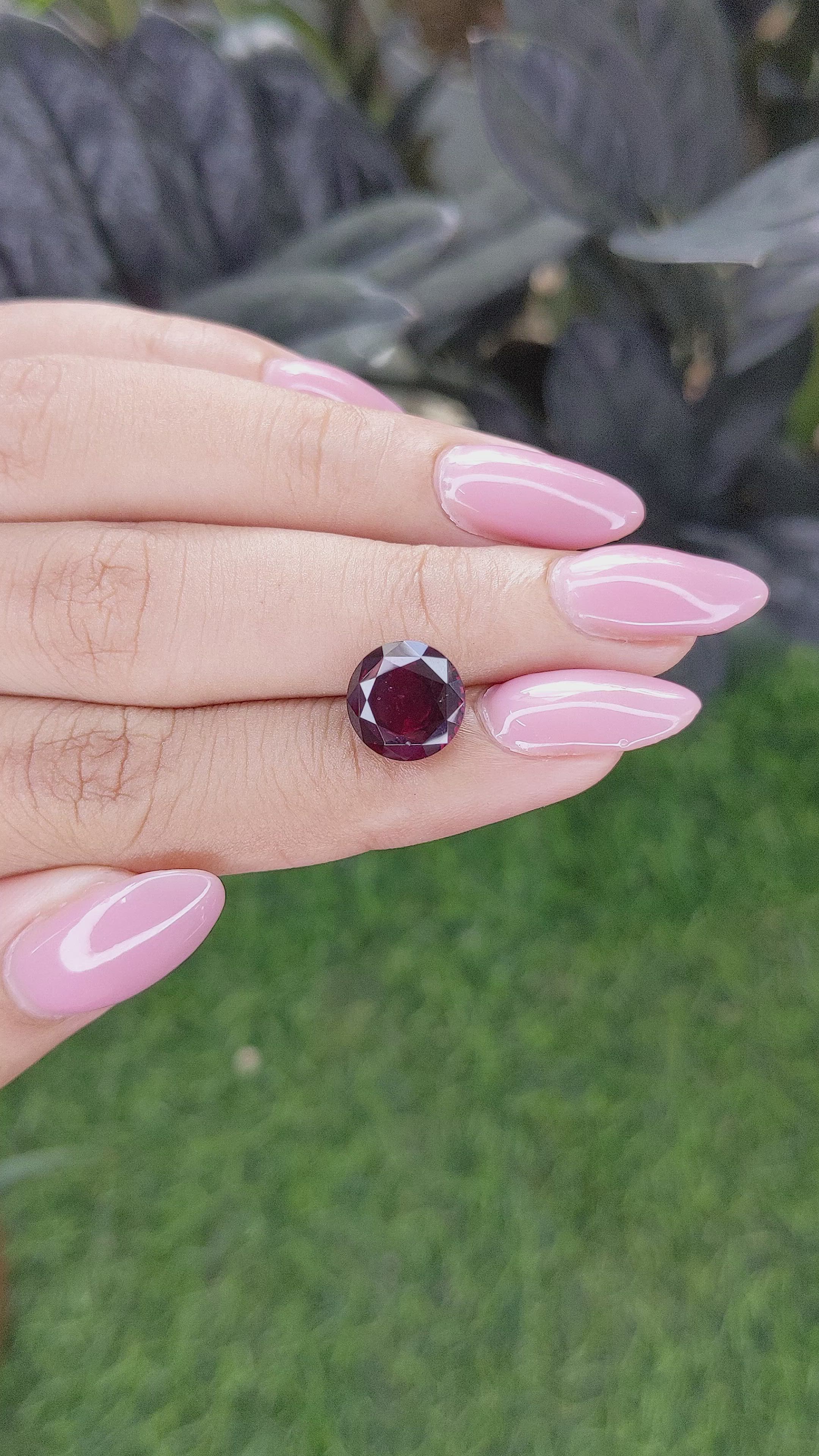 4.86 Ct. Purplish Red Garnet from South Africa Size Video