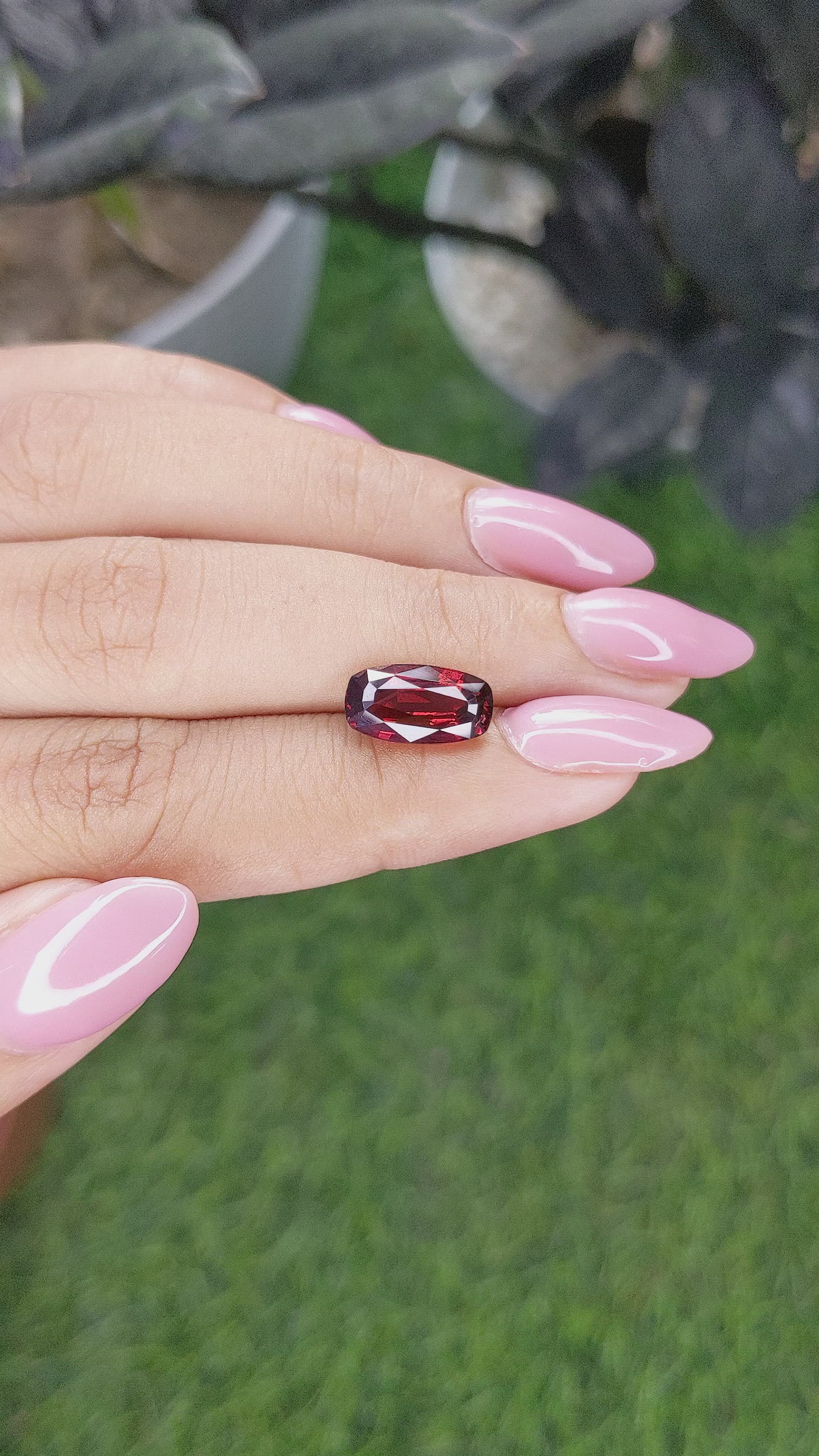 4.11 Ct. Red Garnet from South Africa Size Video