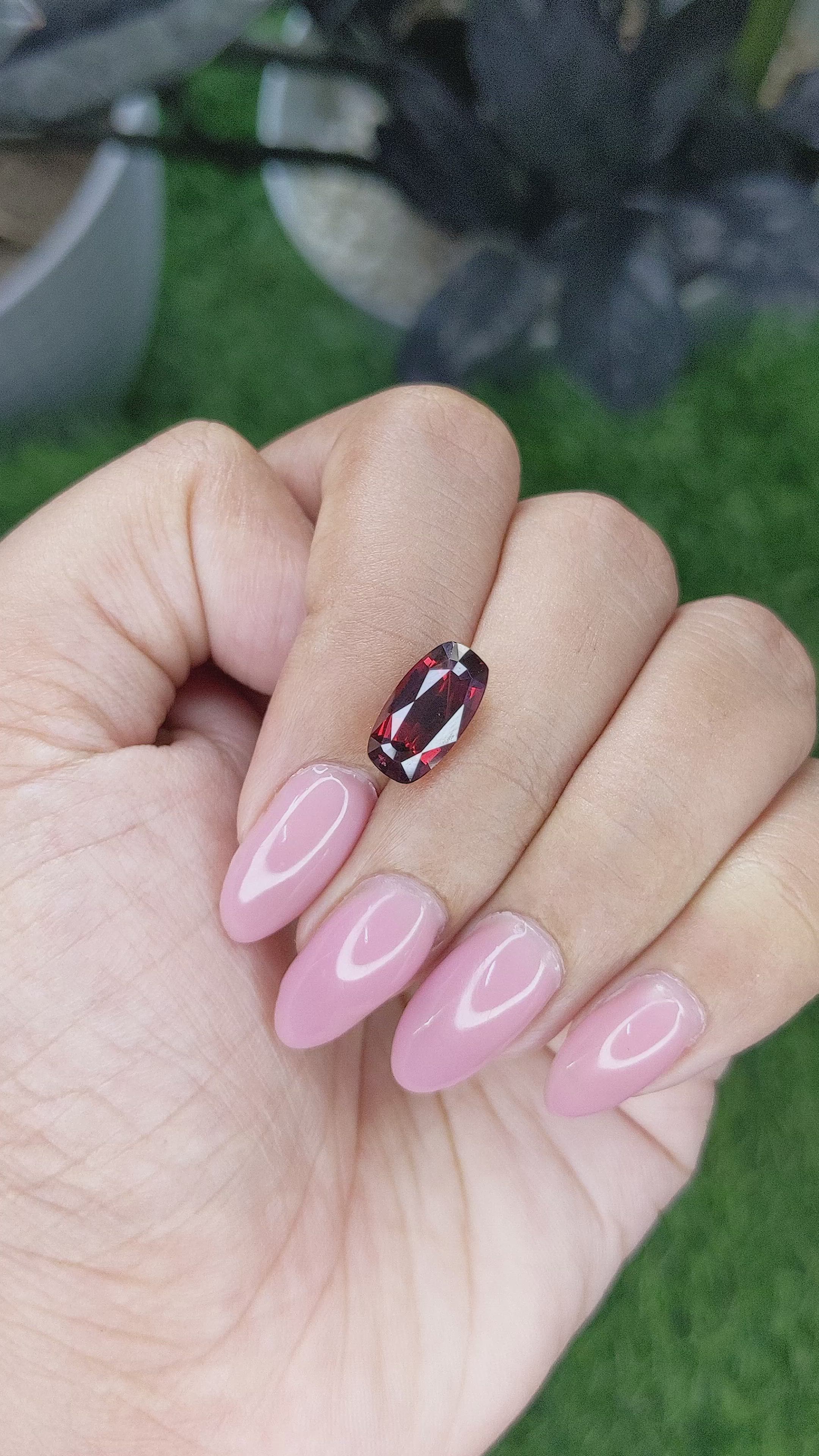 4.11 Ct. Red Garnet from South Africa Size Video