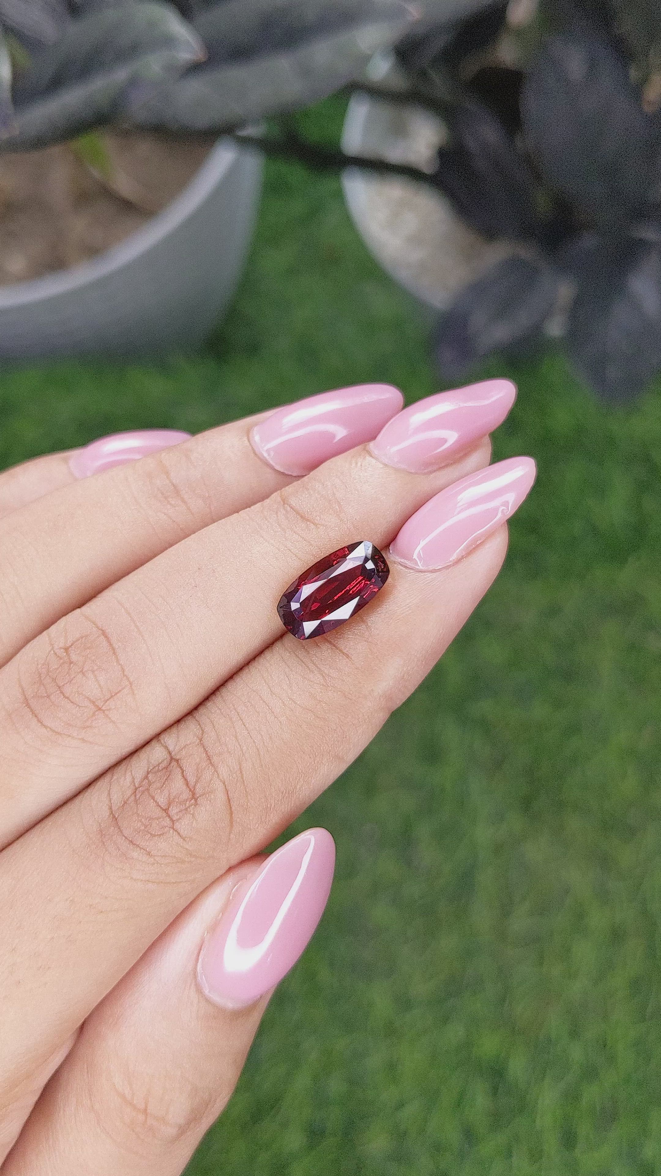 4.11 Ct. Red Garnet from South Africa Size Video