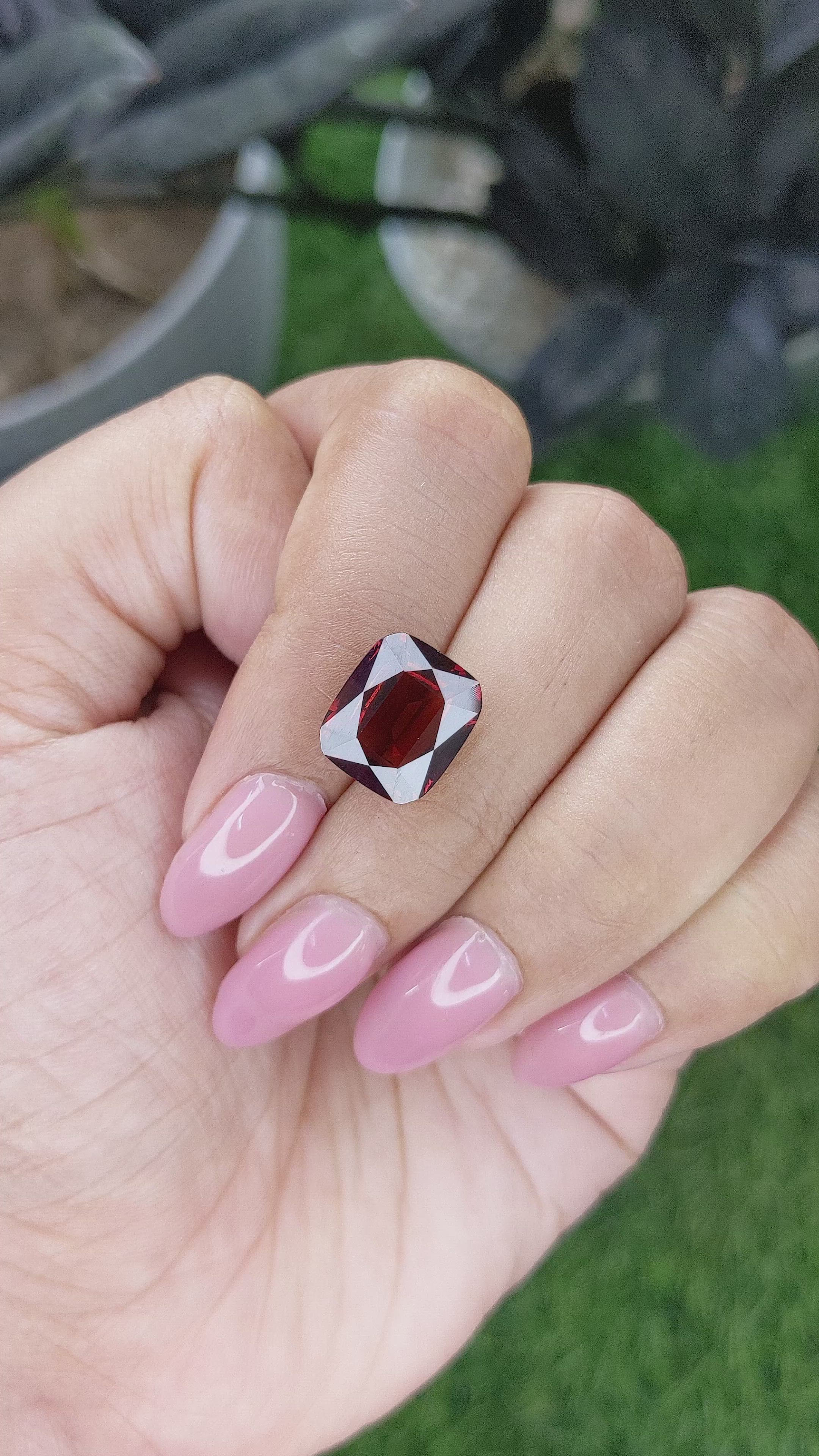 6.68 Ct. Red Garnet from South Africa Size Video