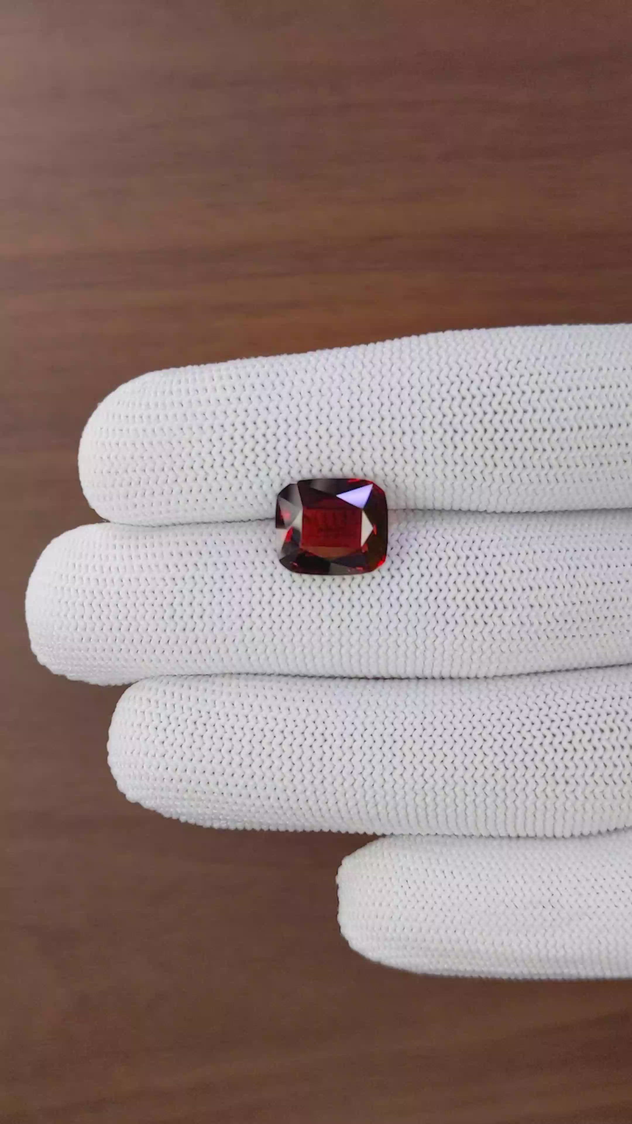 6.68 Ct. Red Garnet from South Africa Size Video