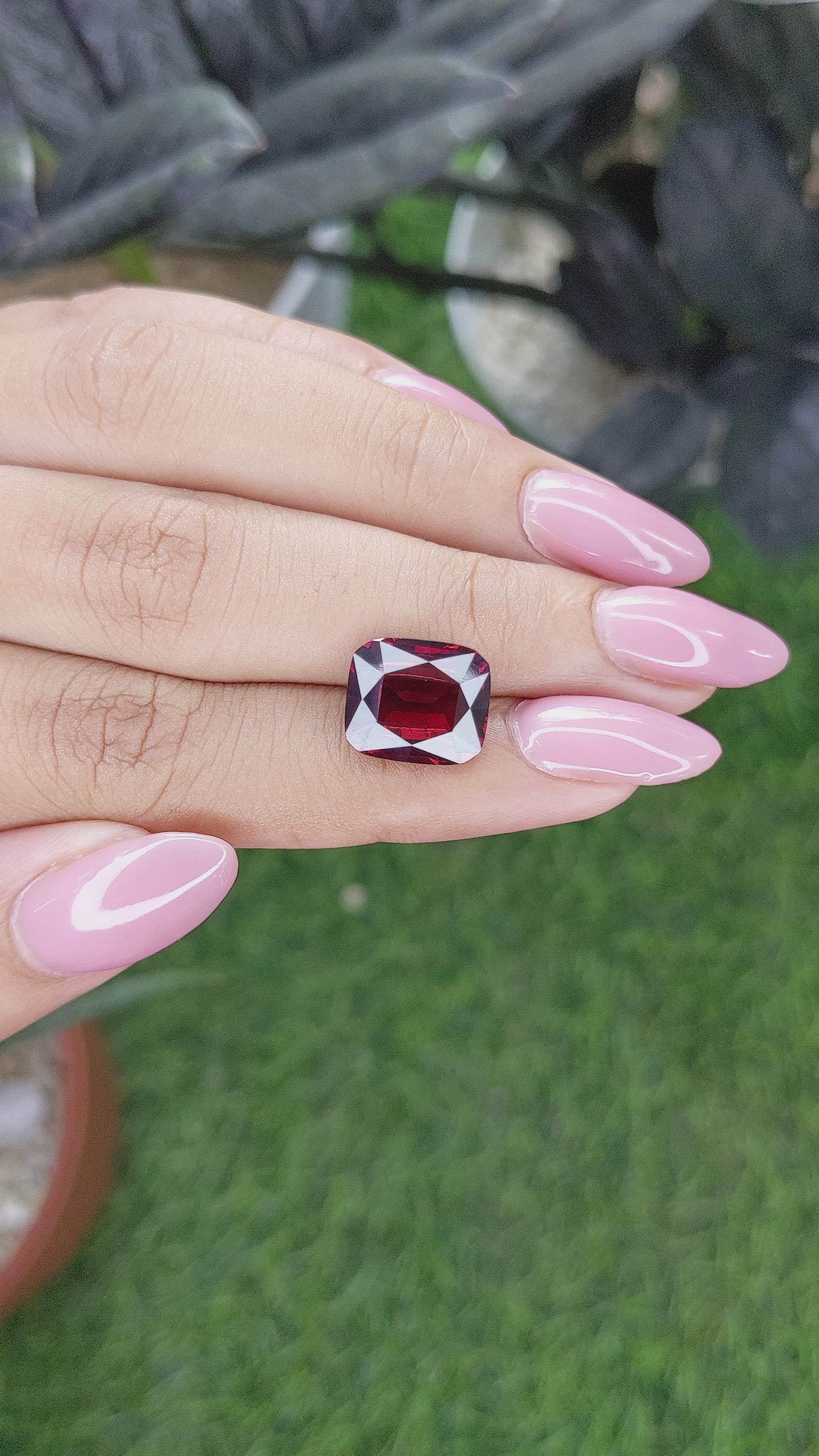 6.68 Ct. Red Garnet from South Africa Size Video