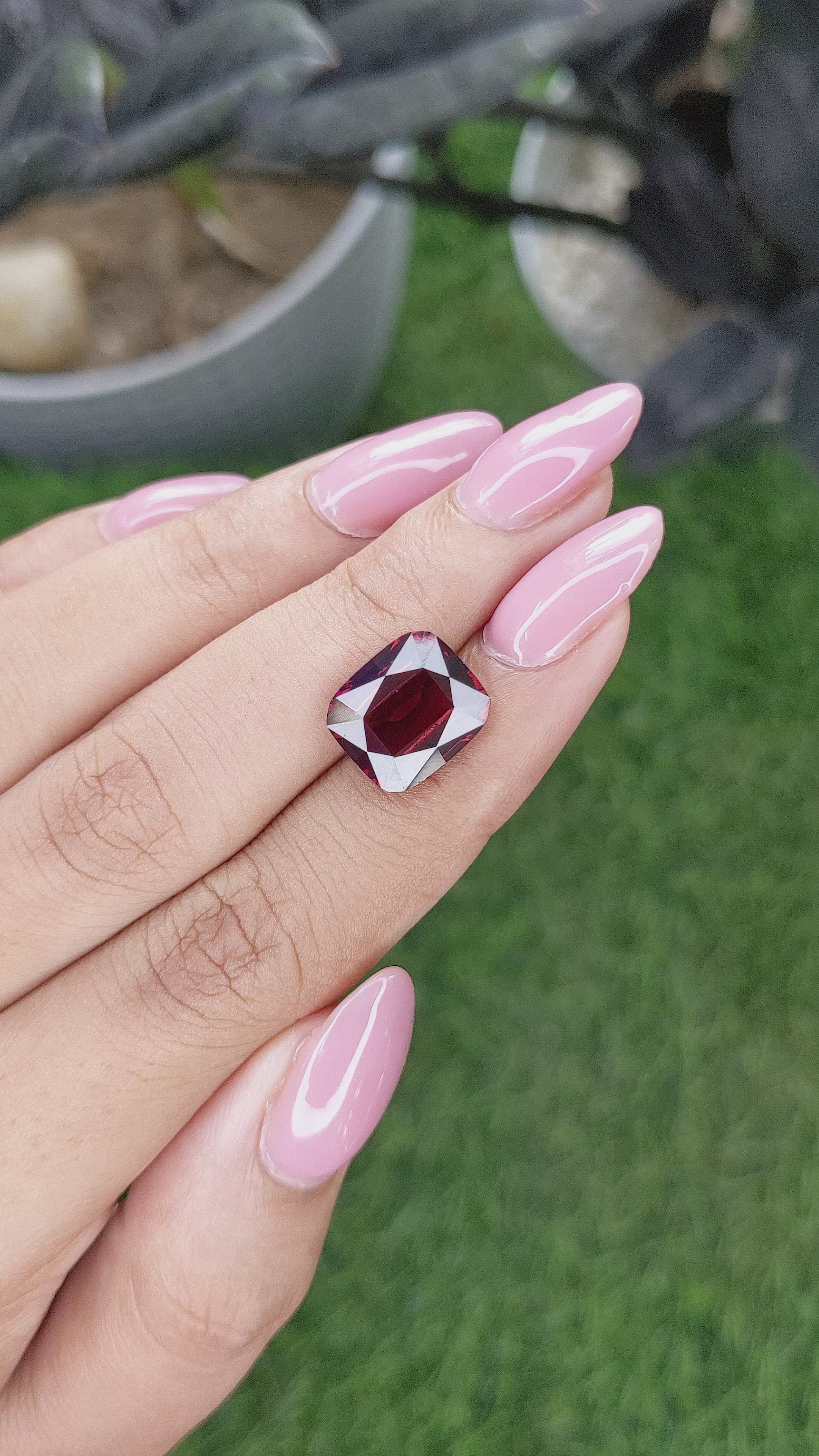 6.68 Ct. Red Garnet from South Africa Size Video