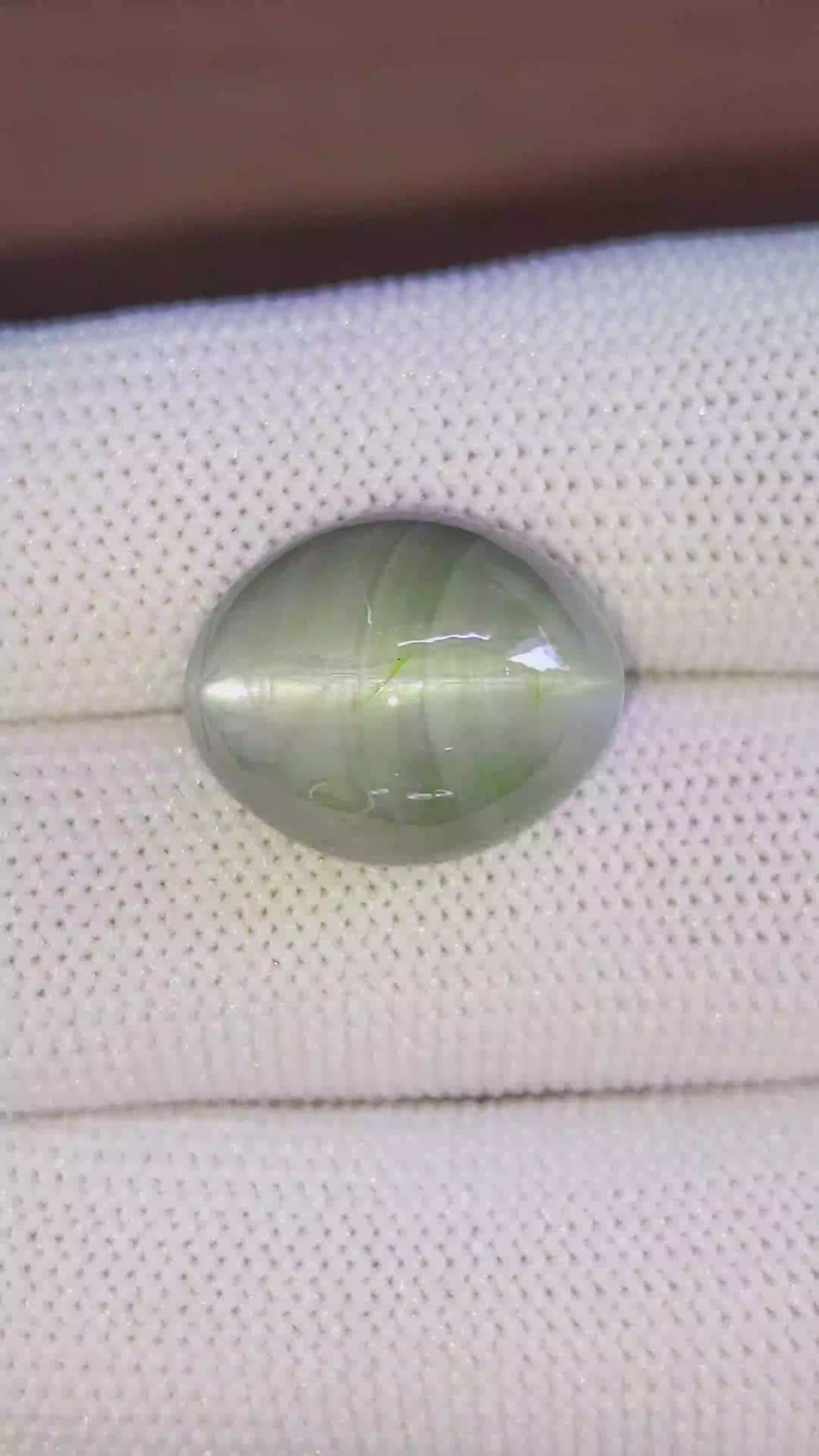 27.74 Ct. Green Cabochon Chrysoberyl from Ceylon (Sri Lanka) Size Video