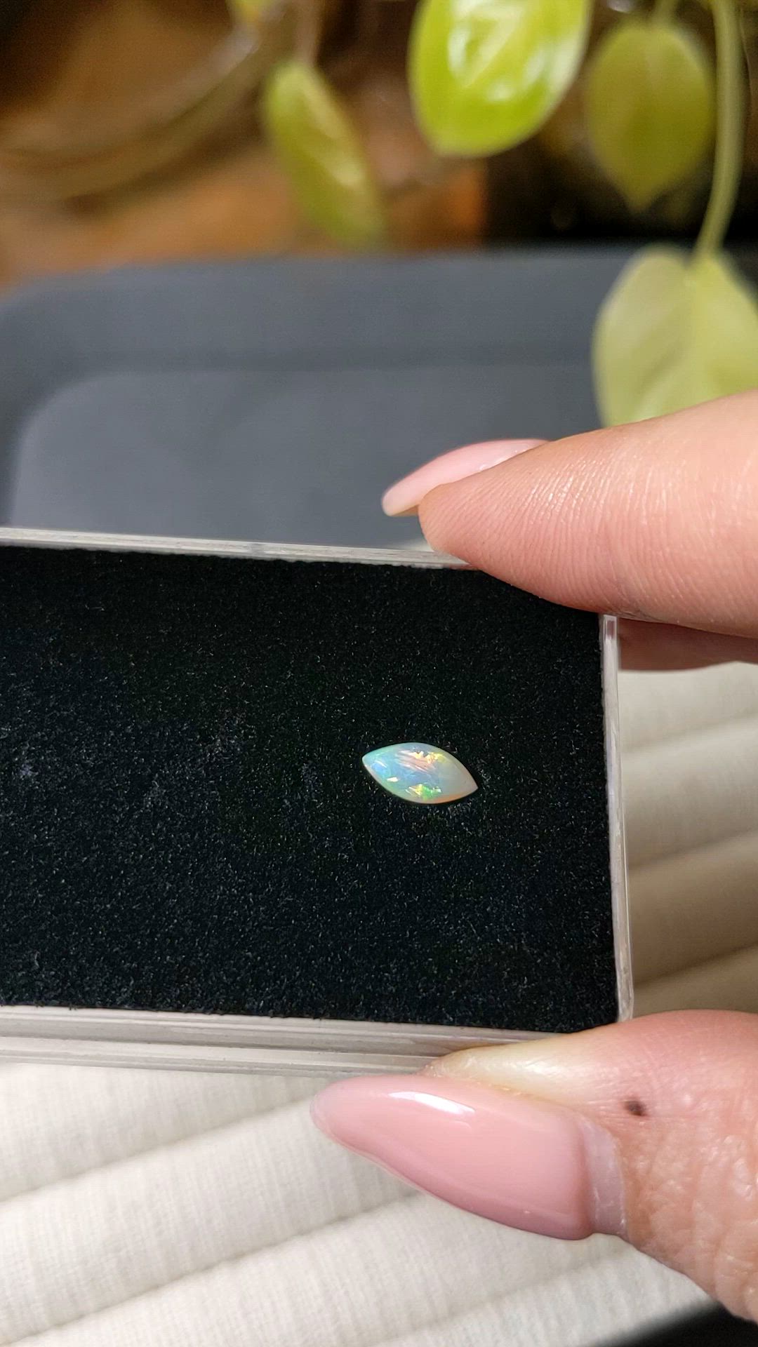 0.37 Ct. Multi Color Cabochon White Opal (Light Opal) from Australia Size Video